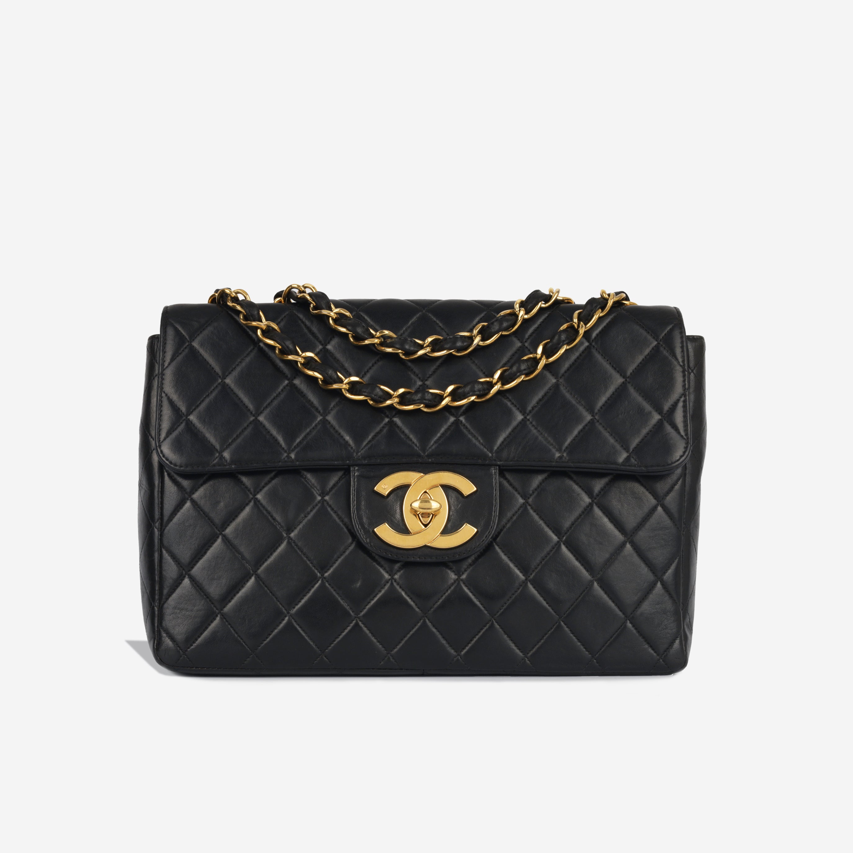 Chanel Vintage XL Jumbo Classic Flap - Black Lambskin GHW 1996
