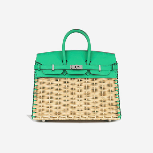 Picnic Birkin 25 Osier Wicker & Menthe Swift