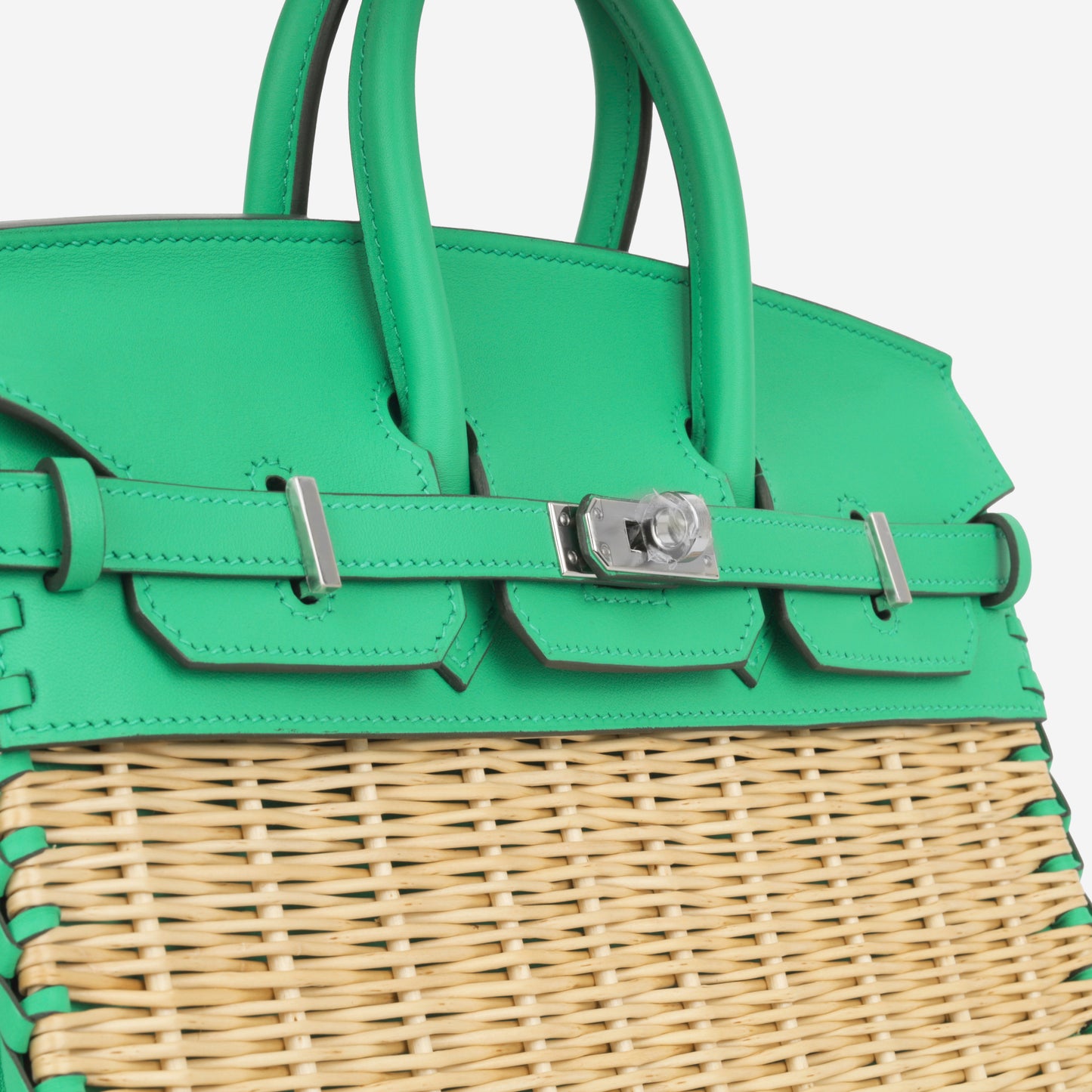 Picnic Birkin 25 Osier Wicker & Menthe Swift