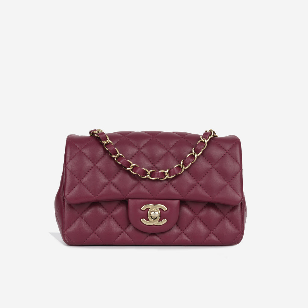 Chanel Burgundy Classic Chevron Mini Rectangular Flap Bag