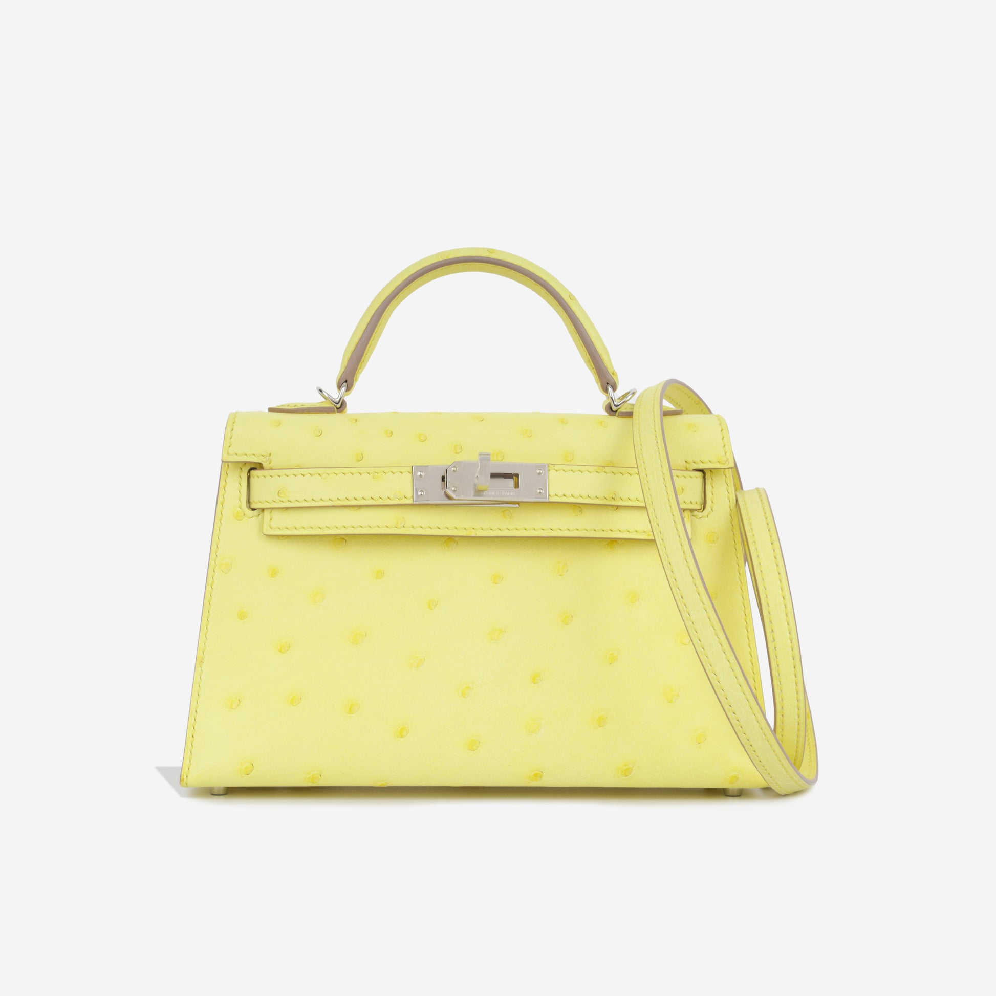 Hermès Mini Kelly 20 Limoncello Ostrich Leather PHW Brand