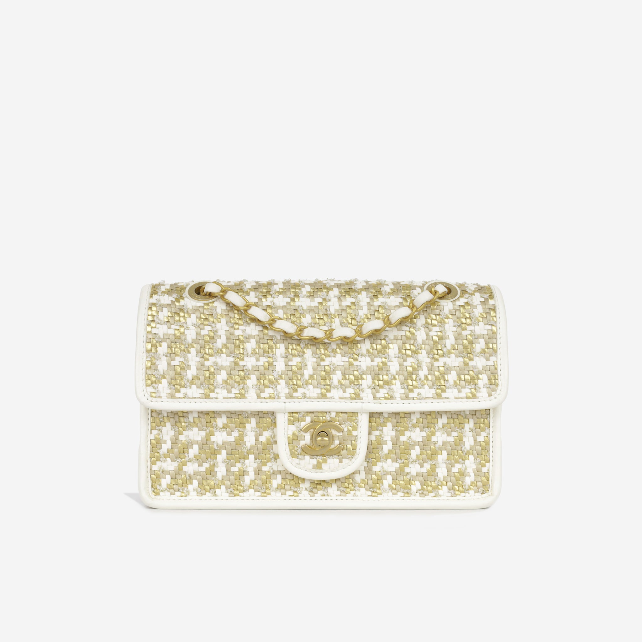 Chanel - Cruise Woven Flap - Gold/White Raffia - AGHW - Immaculate