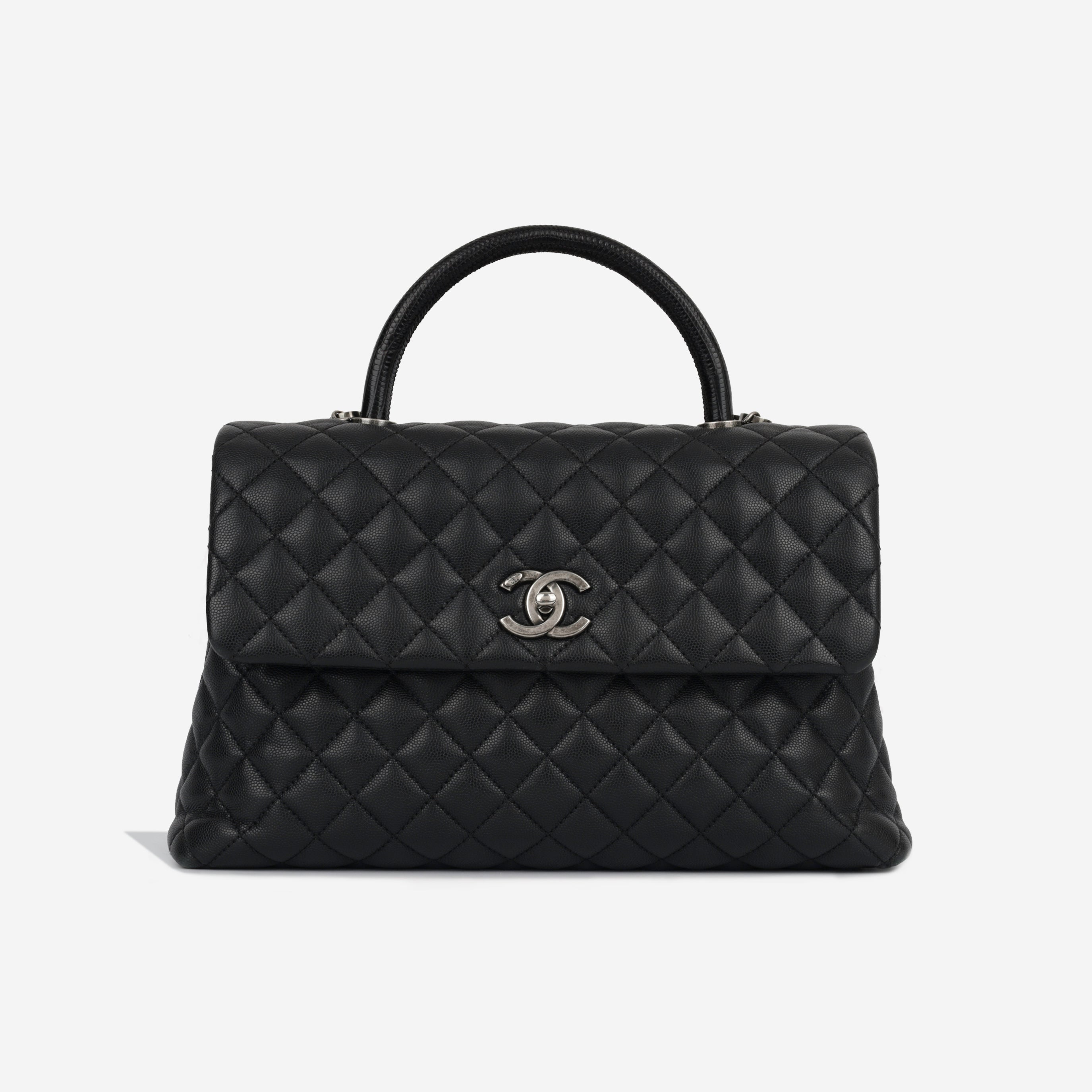 Chanel - Coco Top Handle - Large - Black Caviar - RHW - Very Good – Bagista