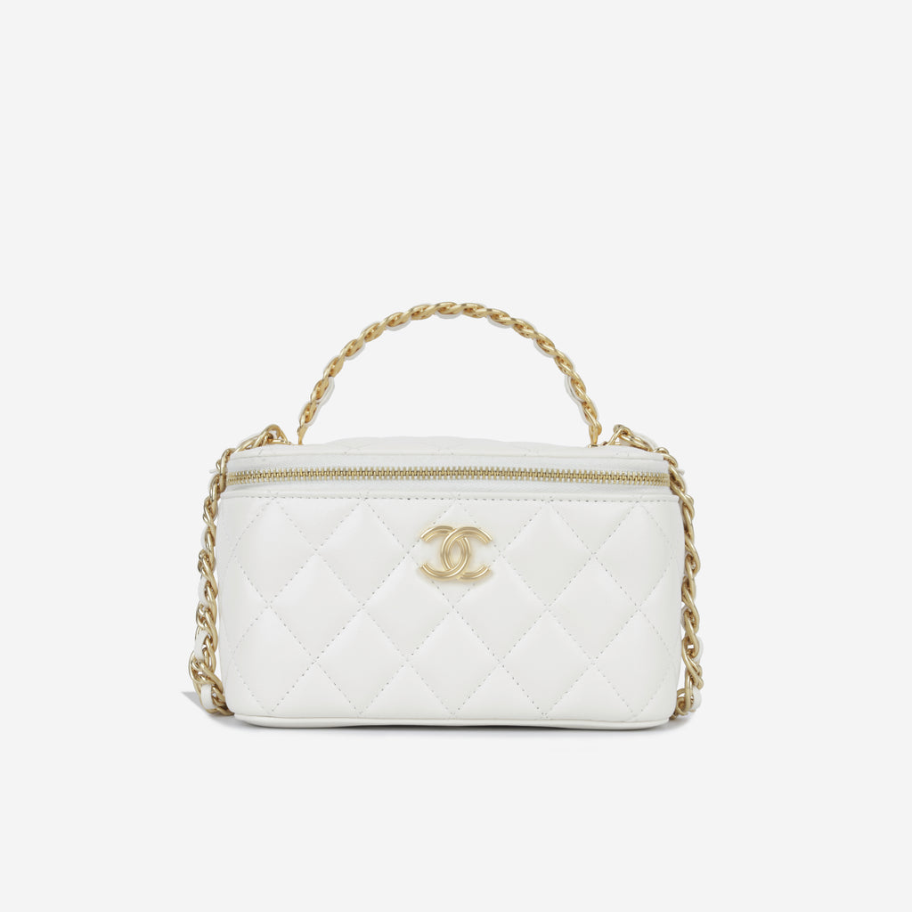 Chanel Small Vanity on Chain - Ivory Lambskin GHW | Bagista