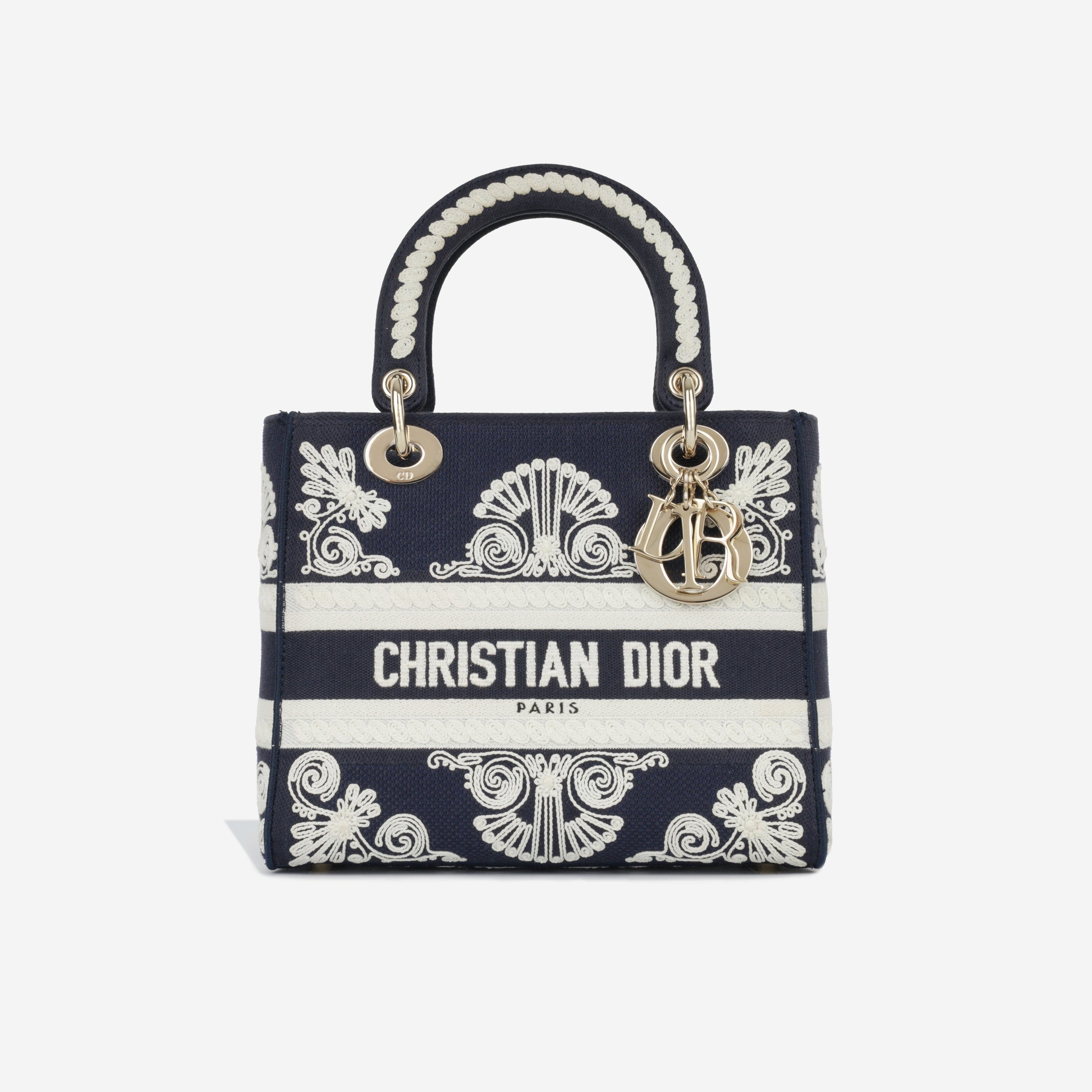 Dior - Lady D-Lite - Medium - Navy Toille - CGHW - Pre Loved – Bagista