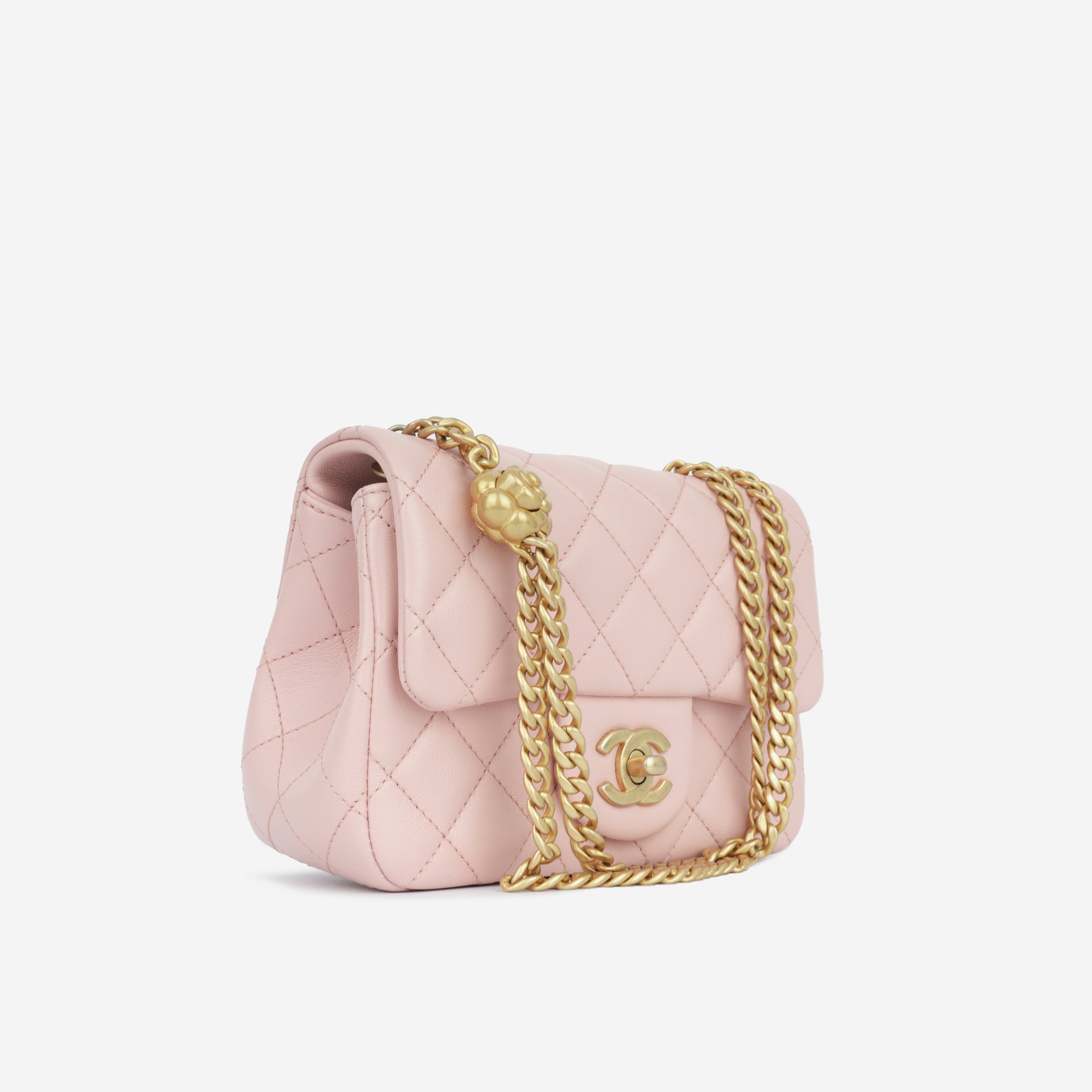 Chanel rose cheap gold flap bag