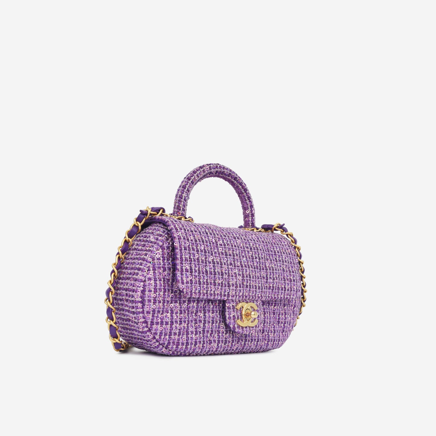 Small Top Handle - Purple Sequin Tweed