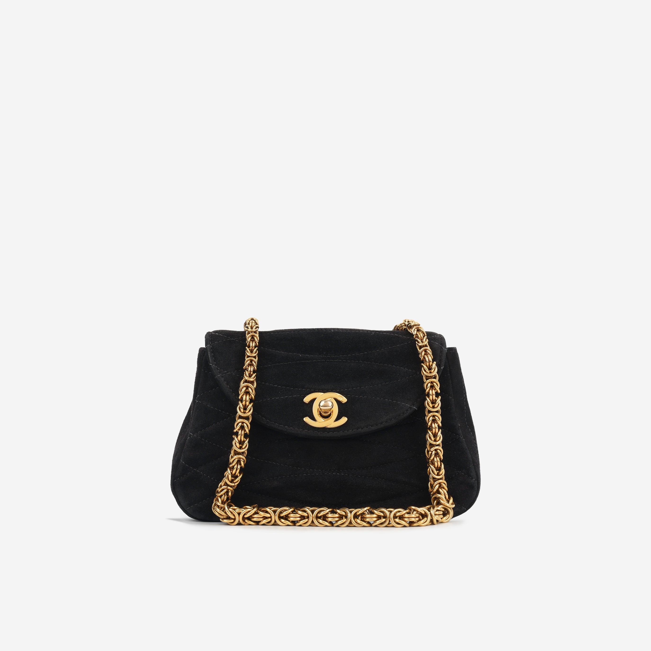 Chanel - Vintage Micro Top Handle - Black Suede GHW - 1991 - 1994 ...