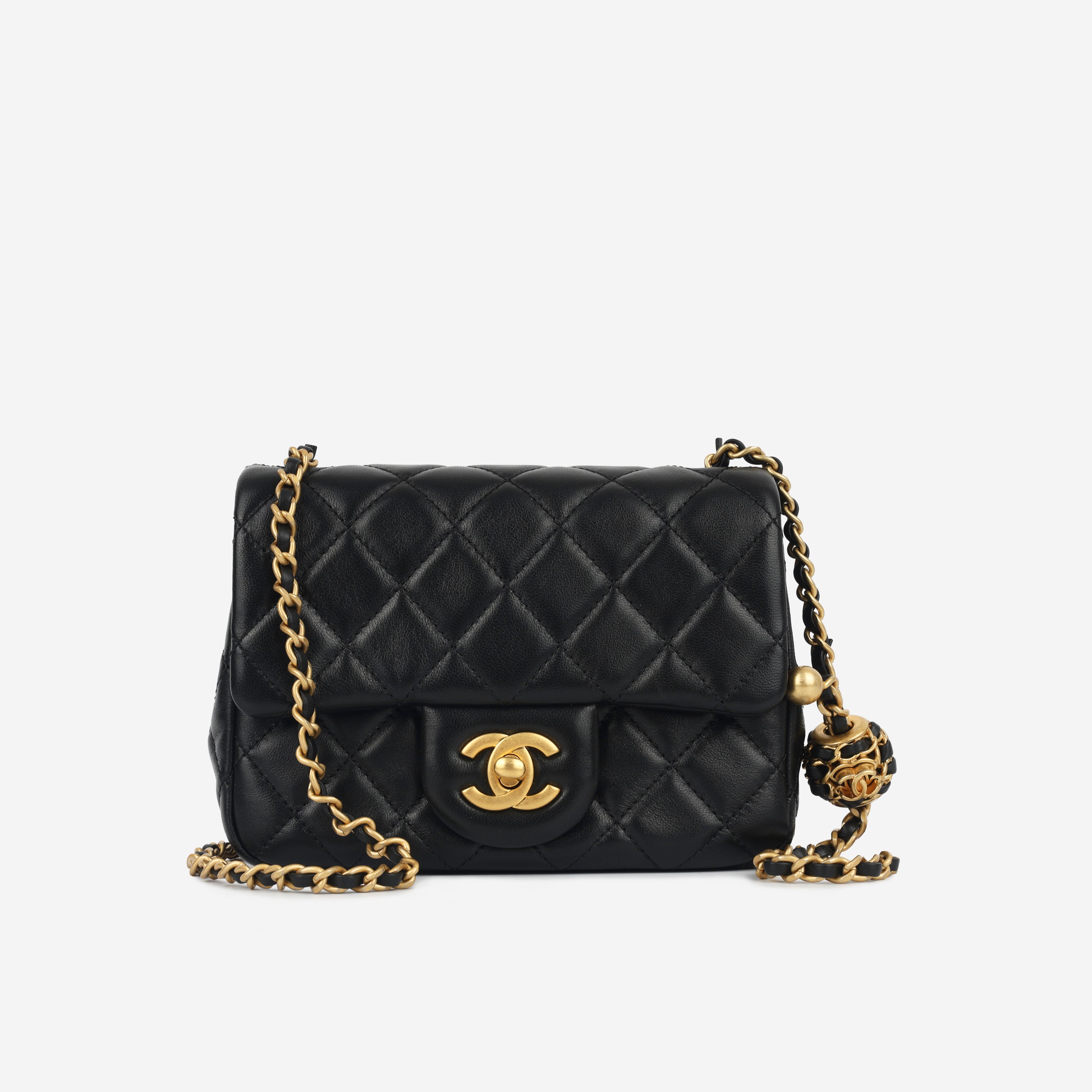 Chanel - Mini Square Pearl Crush - Black Lambskin GHW - Unused