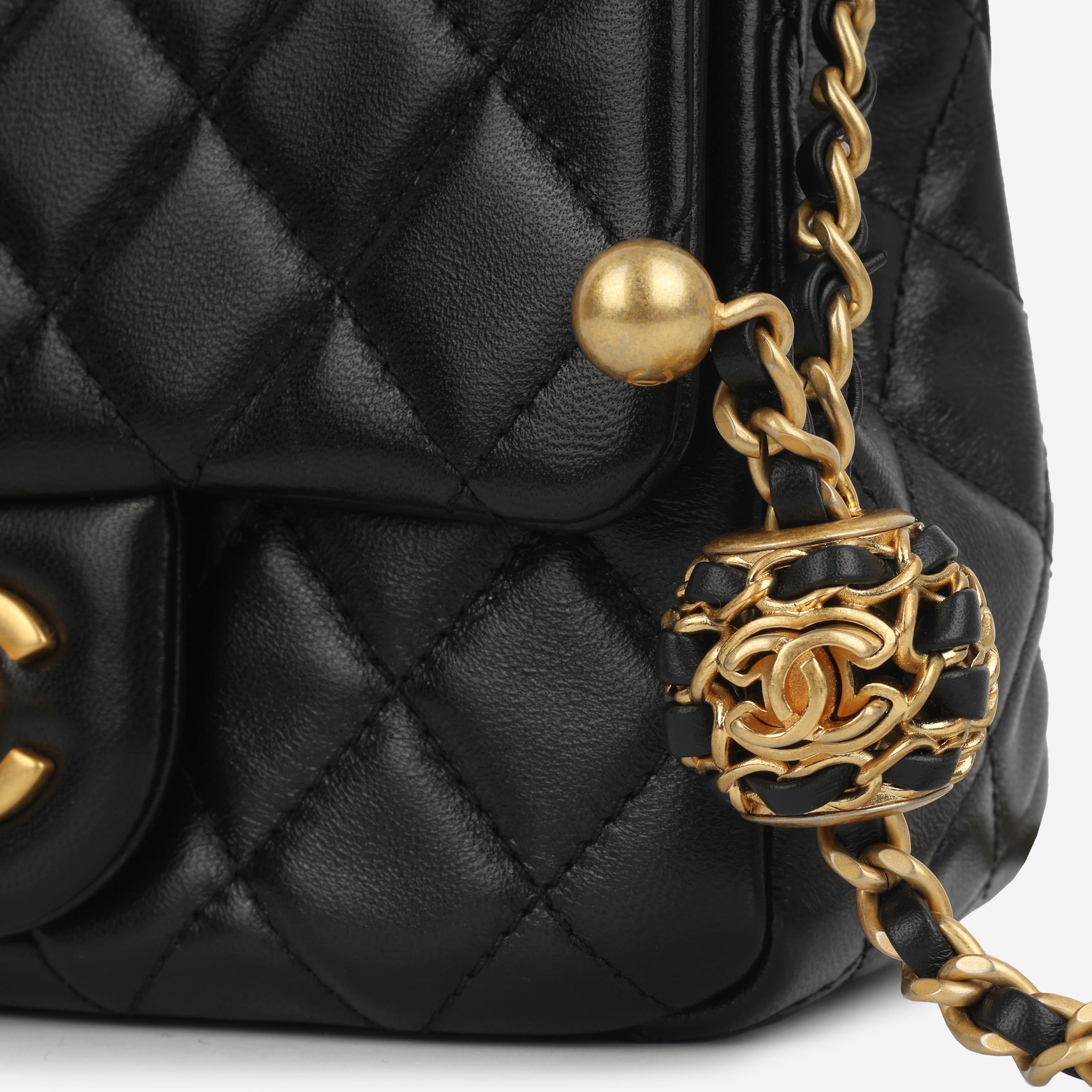 Chanel - Mini Square Pearl Crush - Black Lambskin GHW - Unused Chanel - Mini Square Pearl Crush - Black Lambskin GHW - Unused