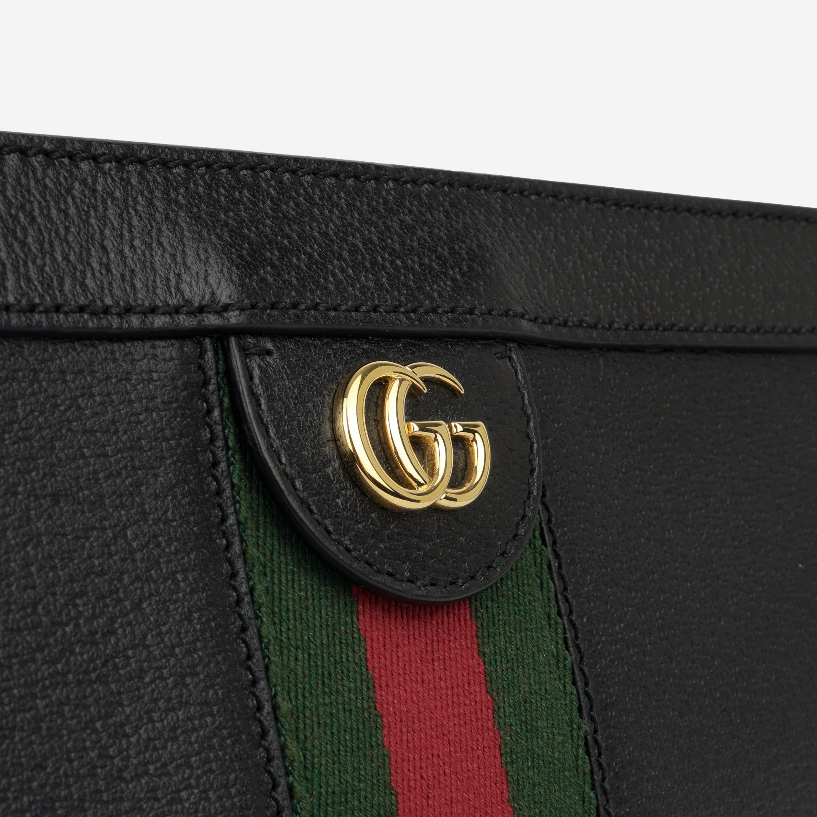 Gucci - Ophidia Clasp Clutch on Chain - Black Calfskin GHW