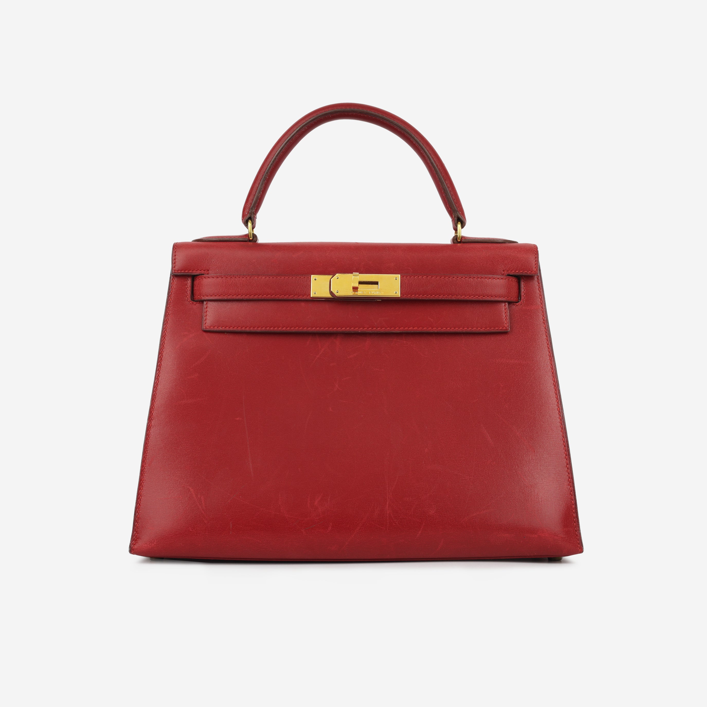 Vintage Kelly 28 in Rouge Vif Togo Leather with Gold Hardware