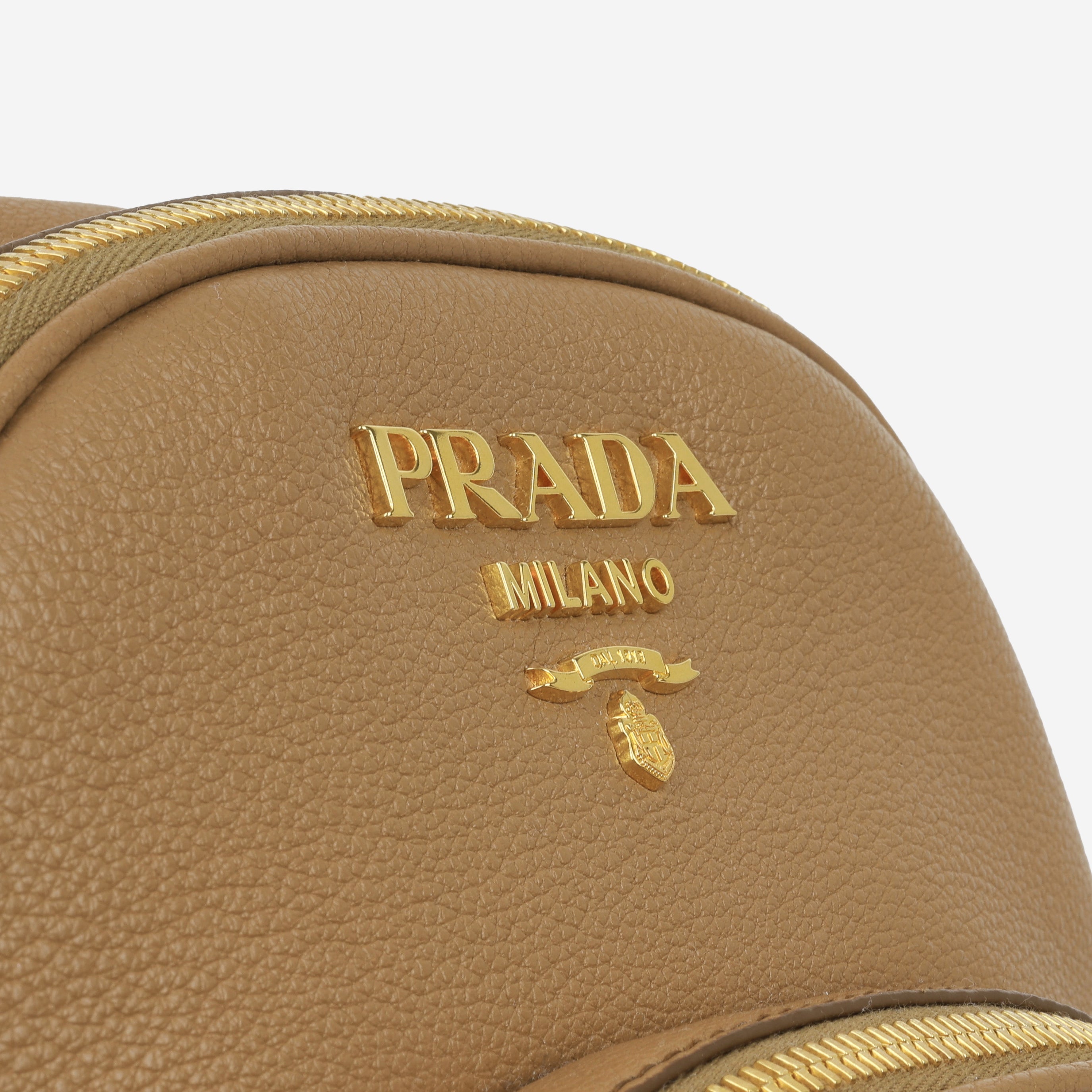 Prada - Vitello Dano Zip Backpack - Tan Calfskin GHW - Pre-Loved