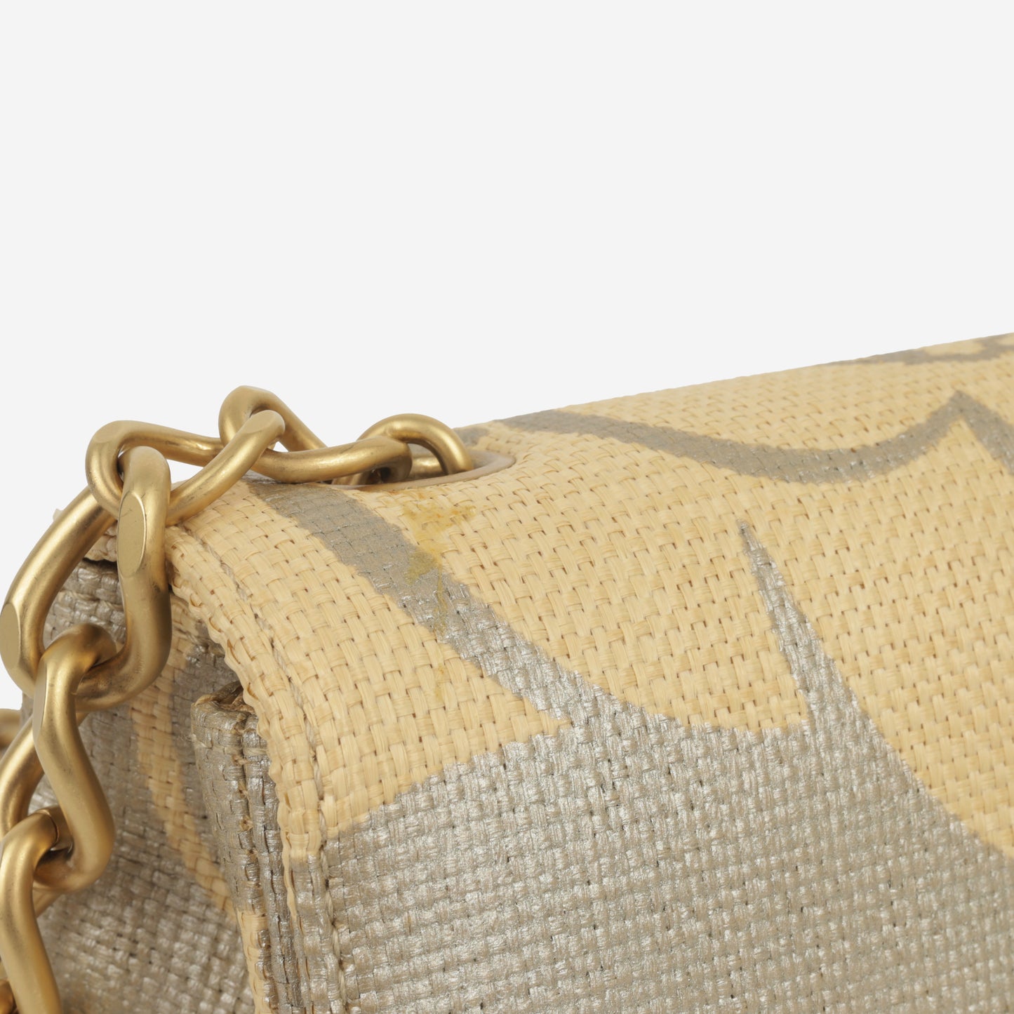 Mini Square - Beige Camellia Raffia