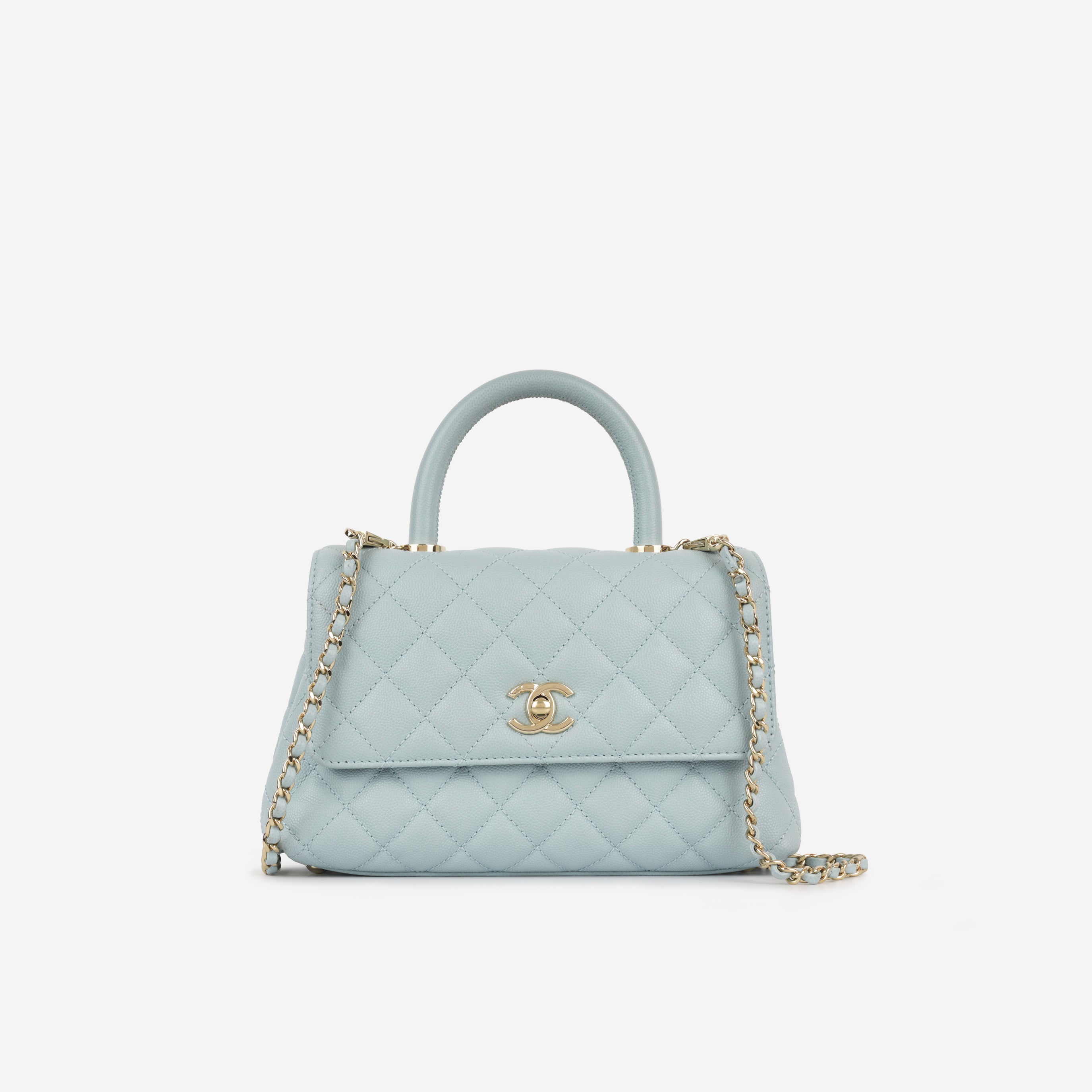 Chanel - Coco Handle - Small Coco Handle - Light Blue Caviar CGHW - Pre ...