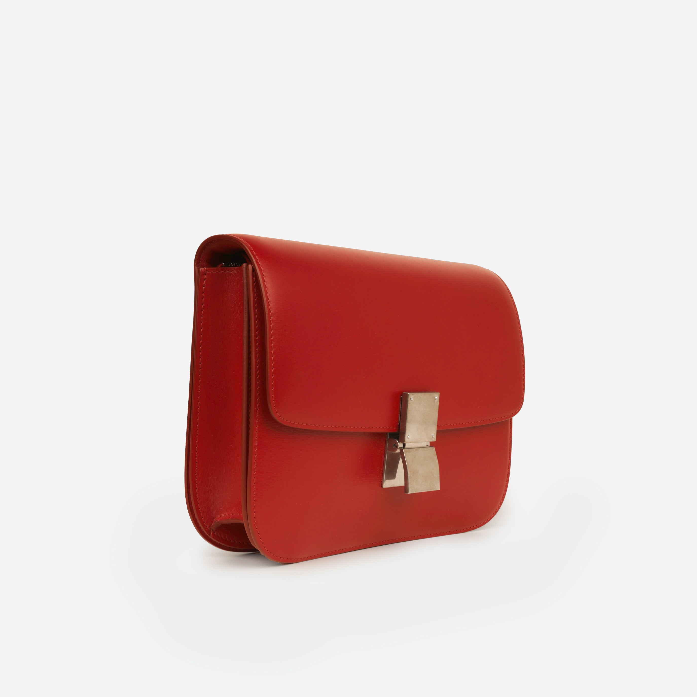 Celine - Medium Box Bag - Red Smooth Calfskin SHW - Unused – Bagista