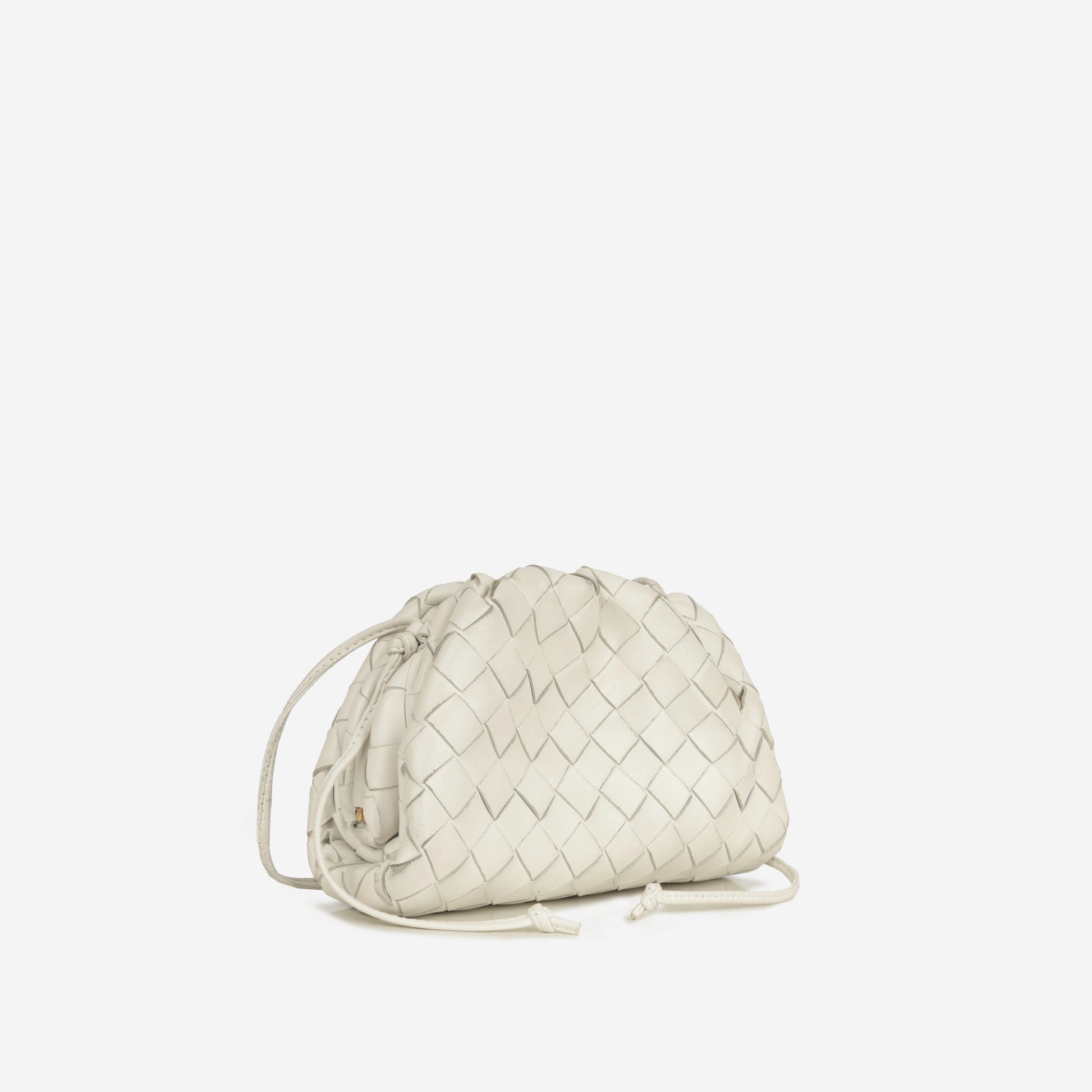 Bottega Veneta Mini Pouch White Intrecciato Leather GHW Pre