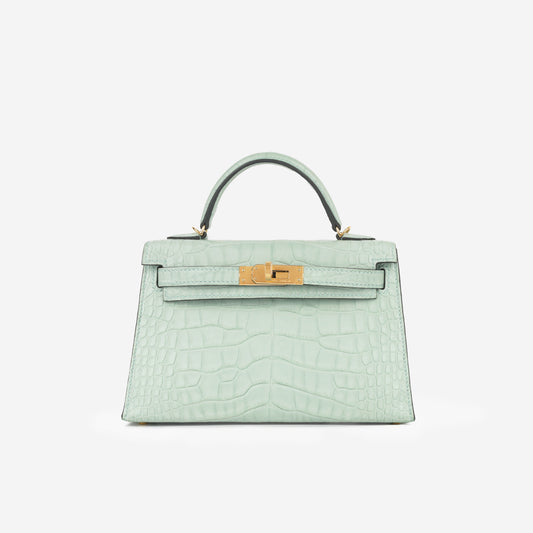 Mini Kelly  - Vert D'Eau Matte Alligator