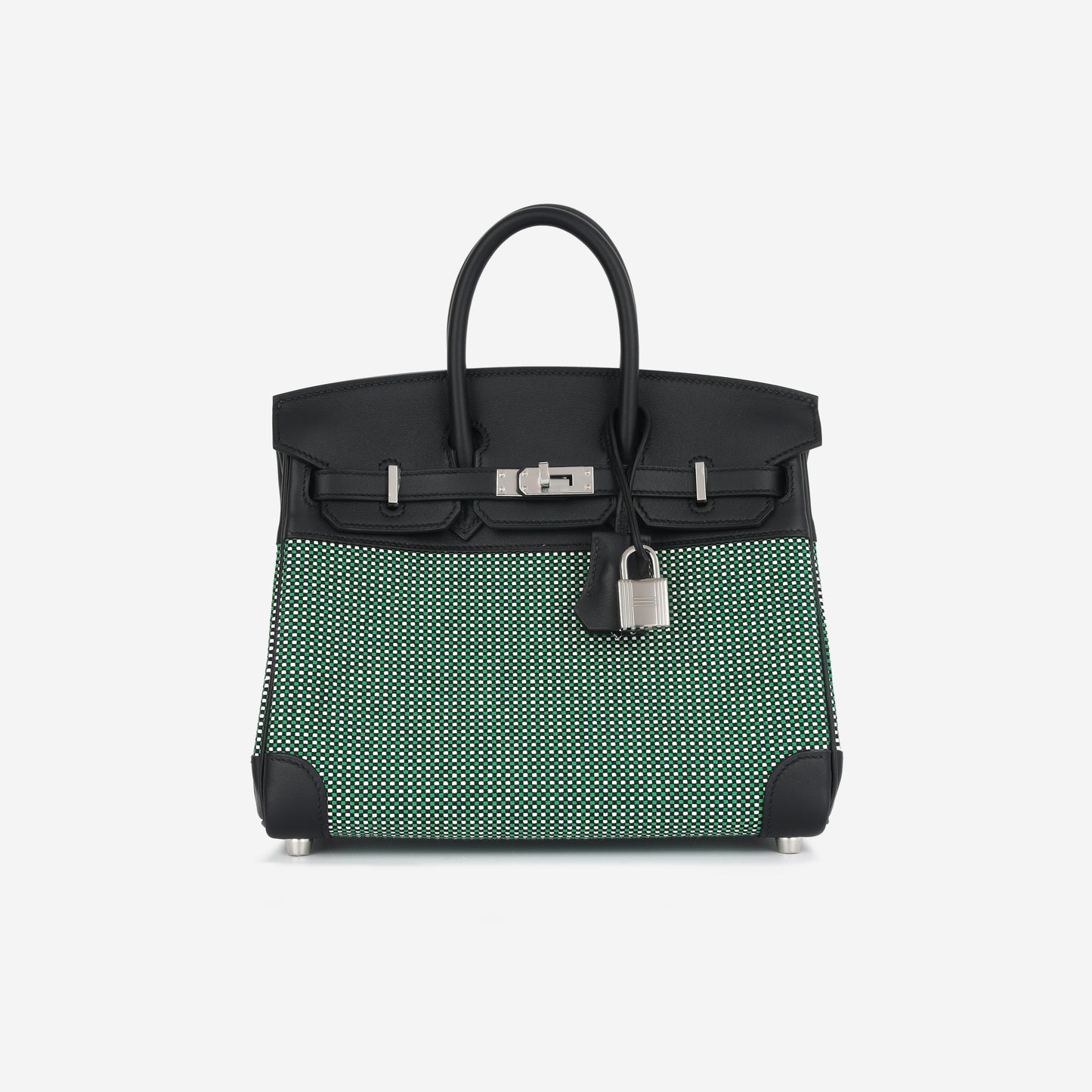 Birkin 25 Toile - Noir Swift/Menthe Quadrille Toile