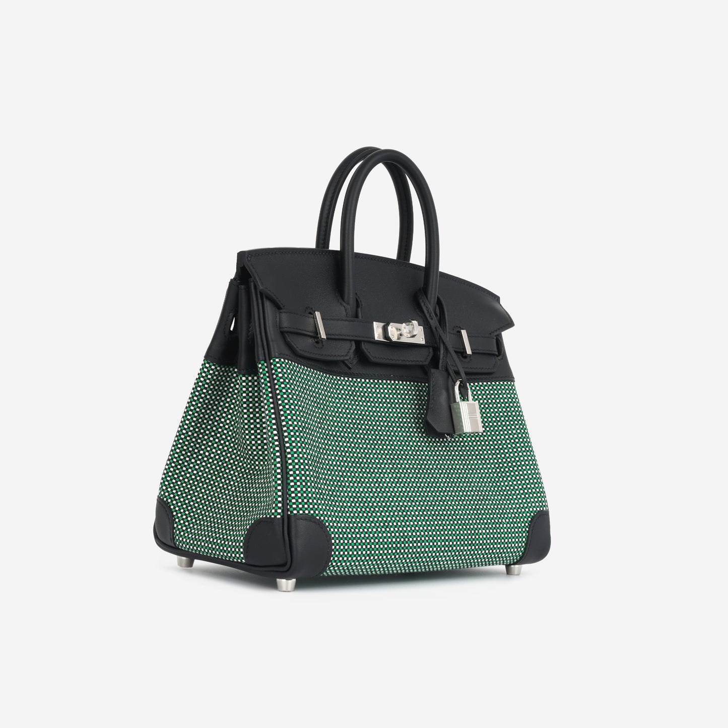 Birkin 25 Toile - Noir Swift/Menthe Quadrille Toile