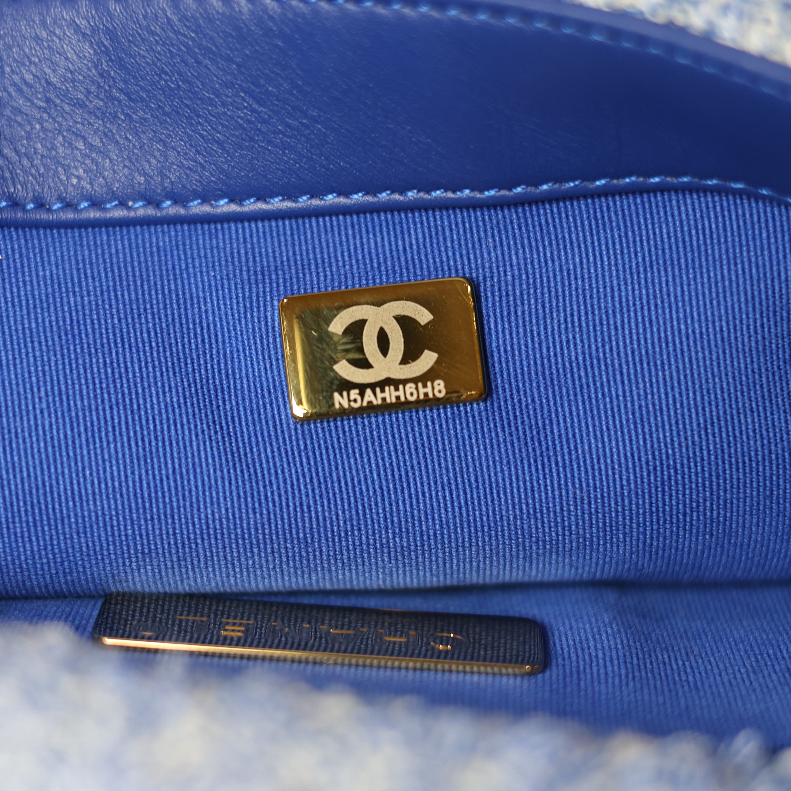 Chanel - Small 19 Flap Bag - Mixed Blue Tweed MHW - Plaque Series
