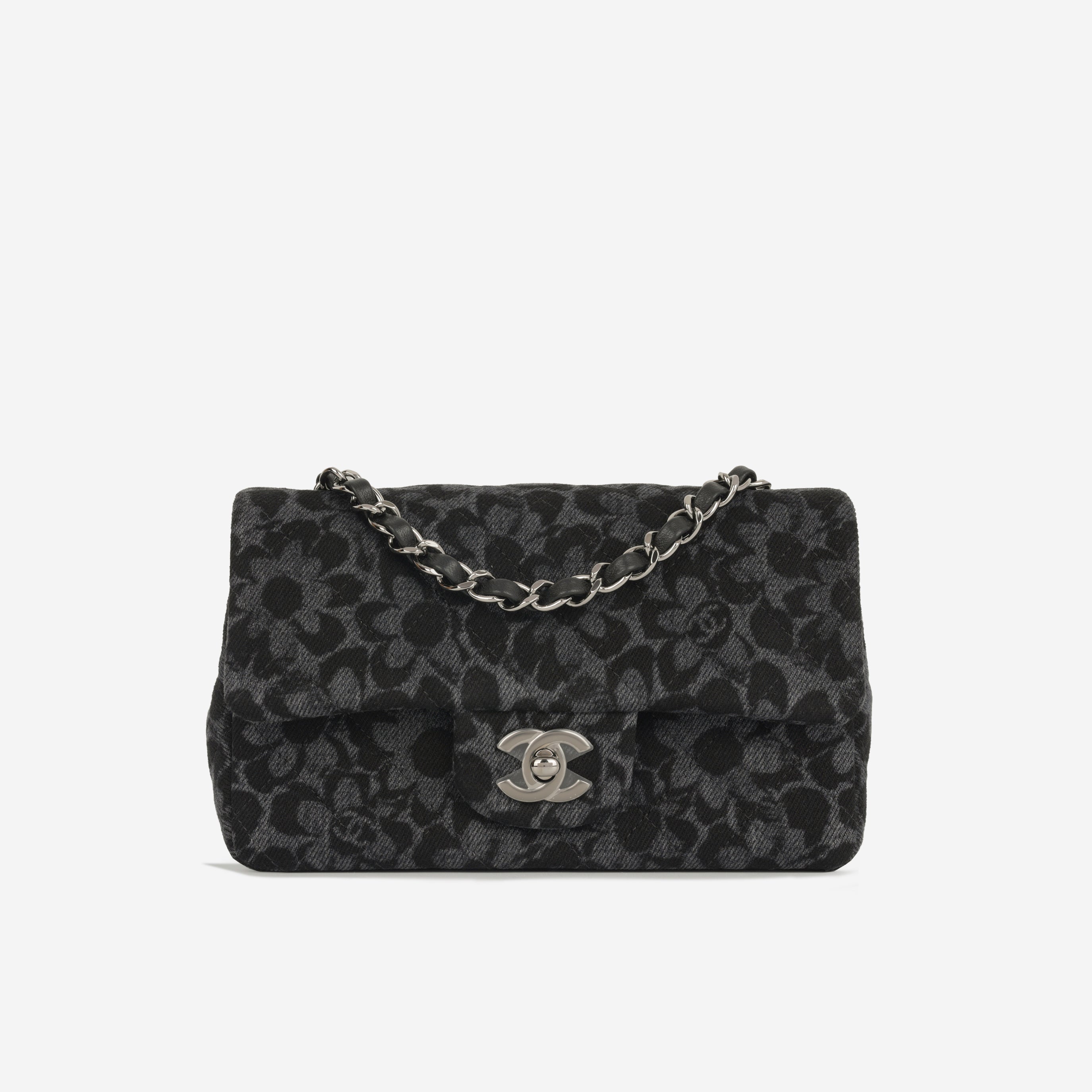 Chanel - Classic Flap Bag - Mini Rectangular - Black Floral Denim SHW ...