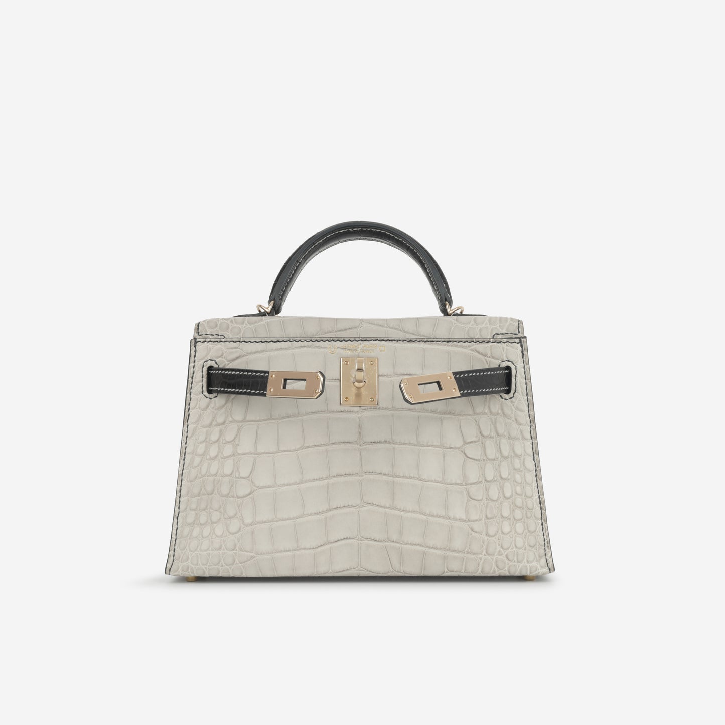 Hermès HSS Mini Kelly - Gris Perle / Black Matte Alligator | Permabrass Hardware