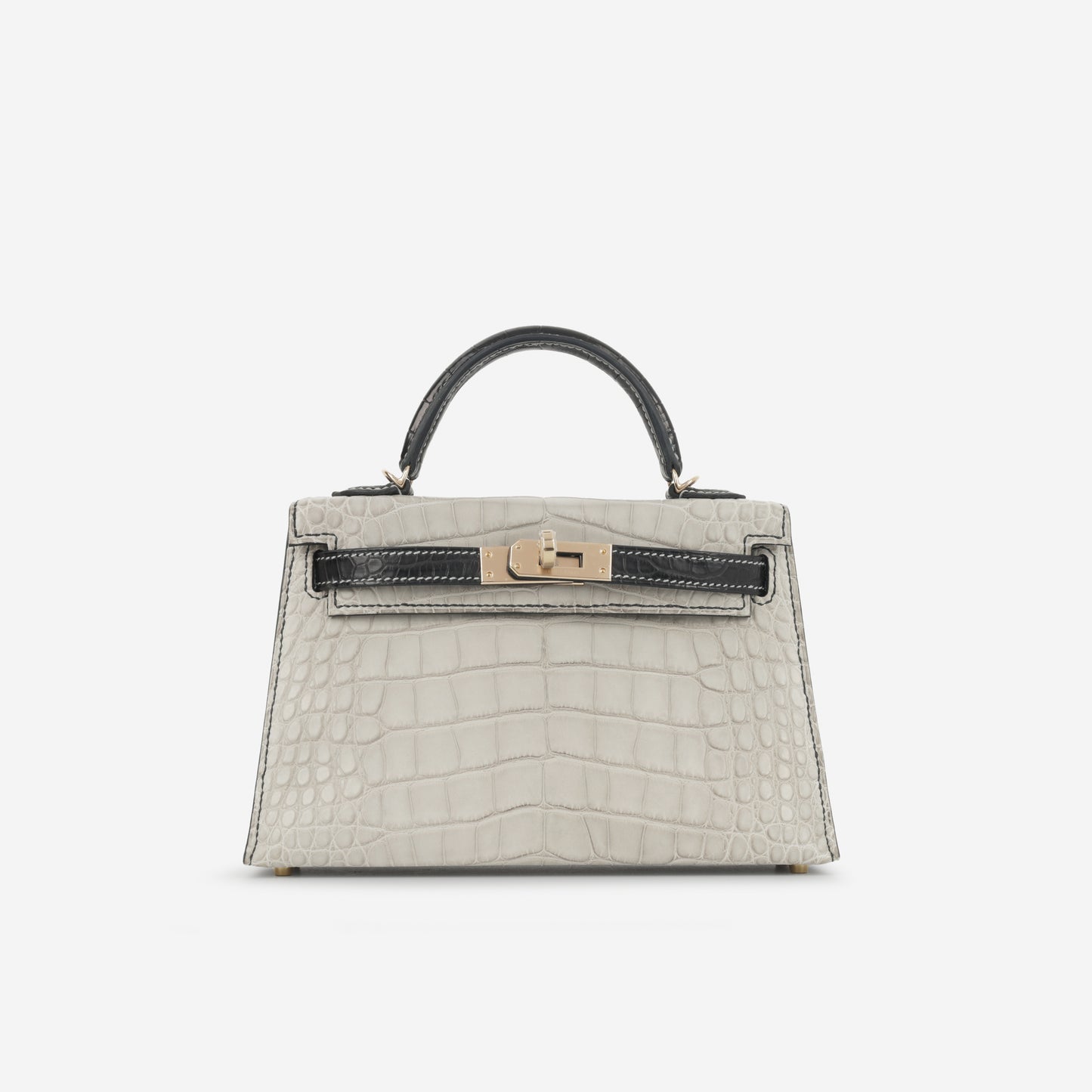 Hermès HSS Mini Kelly - Gris Perle / Black Matte Alligator | Permabrass Hardware