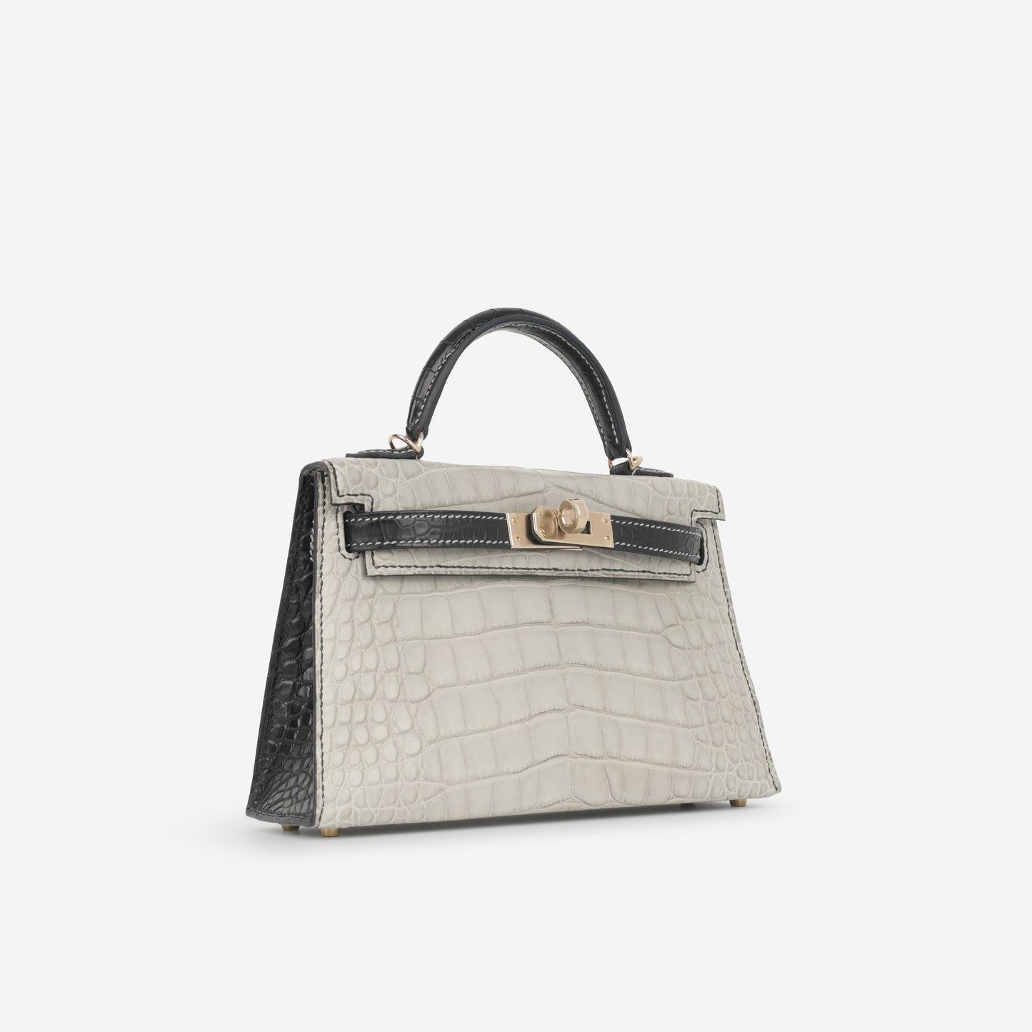 Hermès HSS Mini Kelly - Gris Perle / Black Matte Alligator | Permabrass Hardware