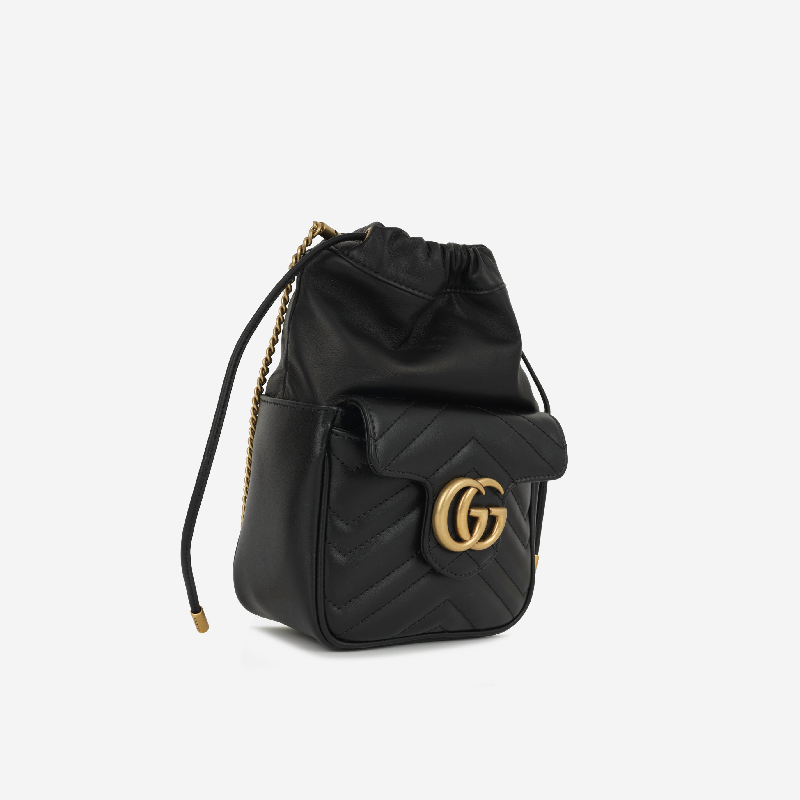 Gucci - GG Marmont Bucket Bag - Black Matelassé Chevron AGHW