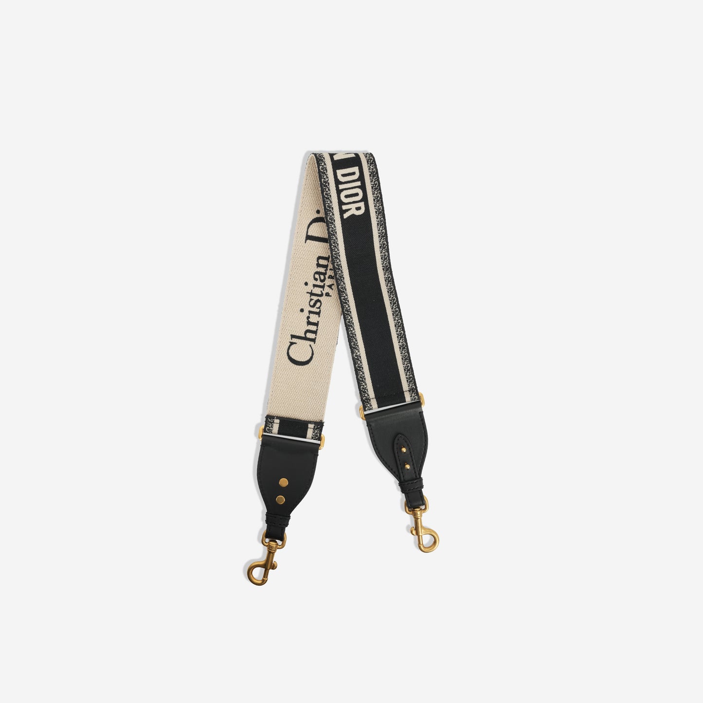 Shoulder Strap - Black Christian Dior Paris Embroidery | Antique Gold Hardware