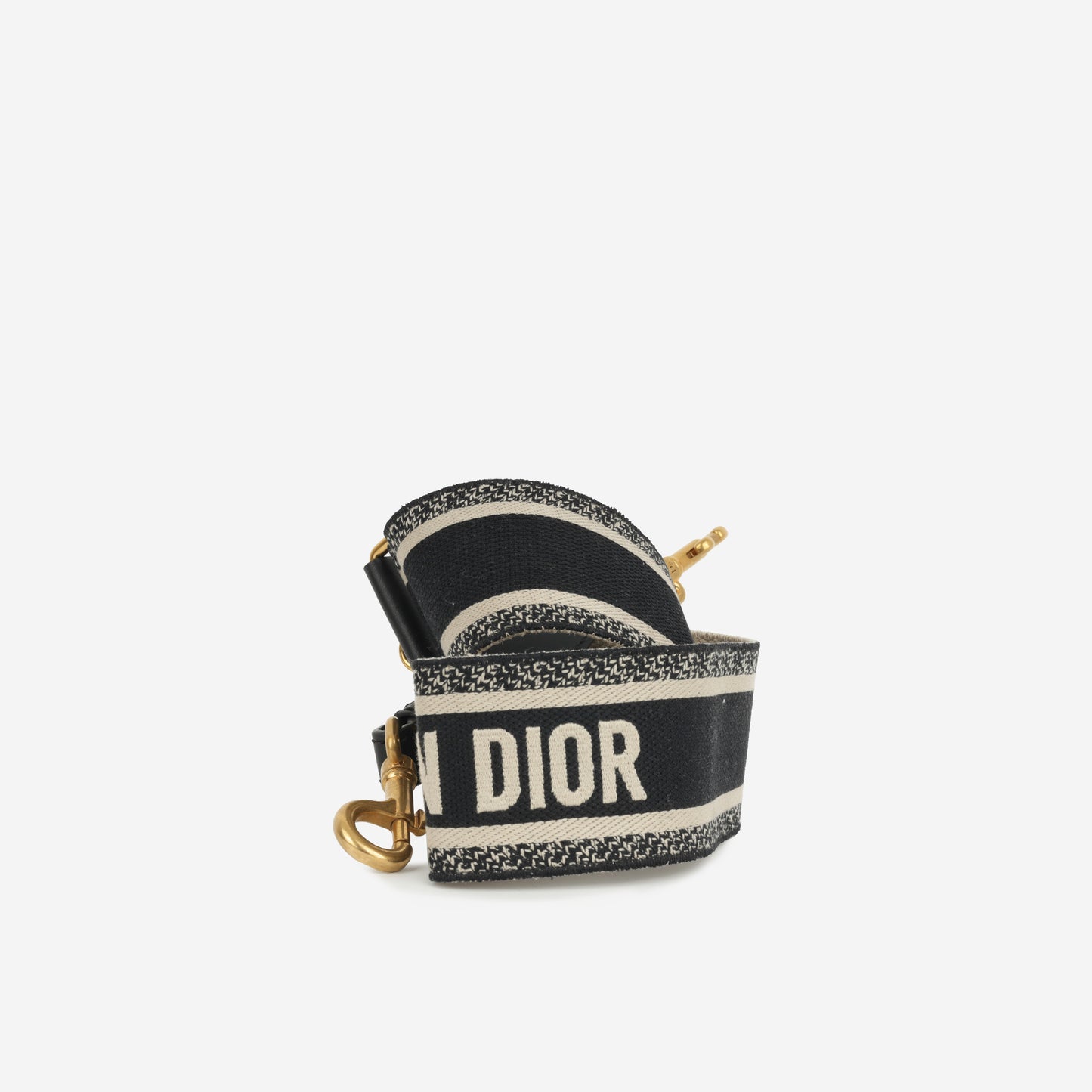 Shoulder Strap - Black Christian Dior Paris Embroidery | Antique Gold Hardware