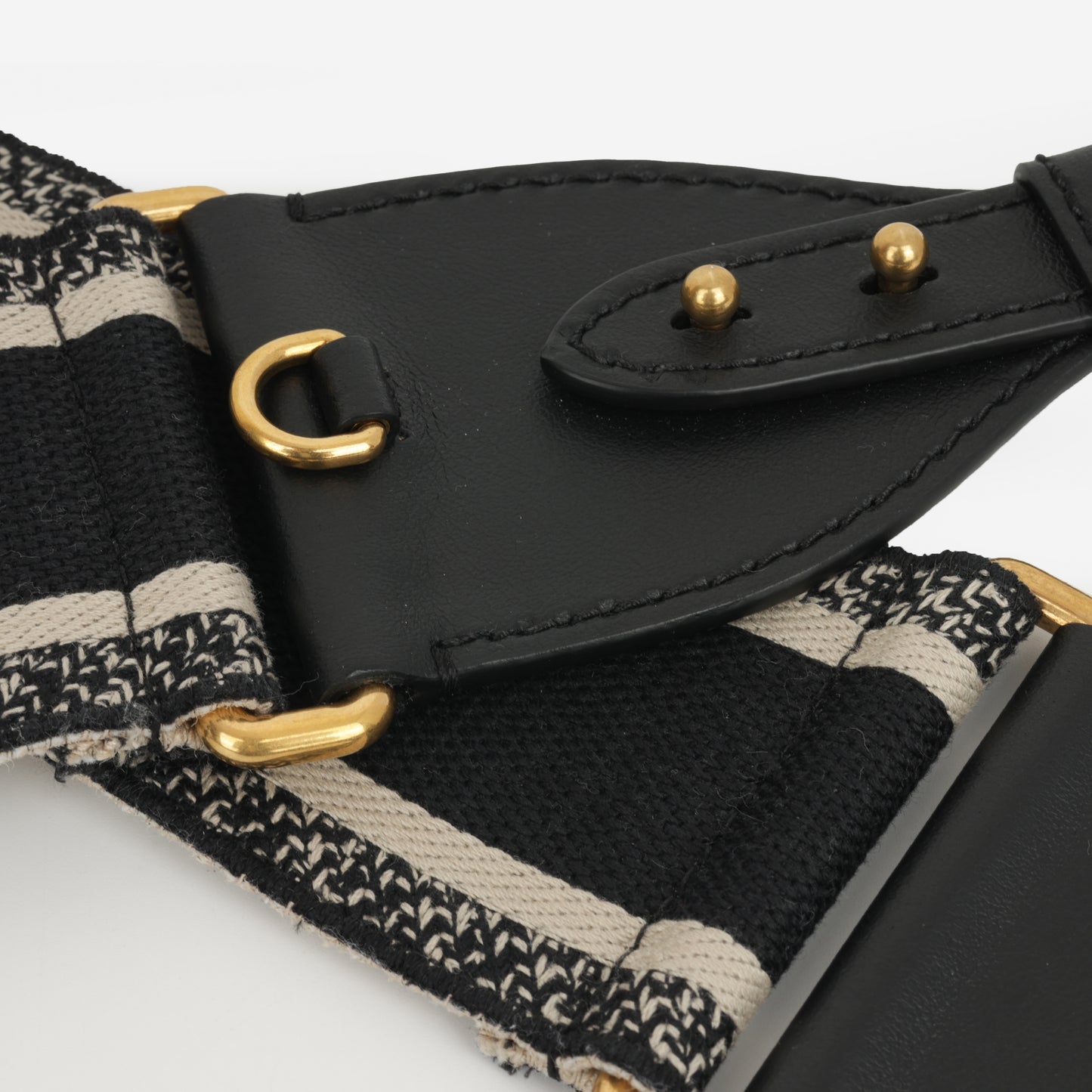 Shoulder Strap - Black Christian Dior Paris Embroidery | Antique Gold Hardware