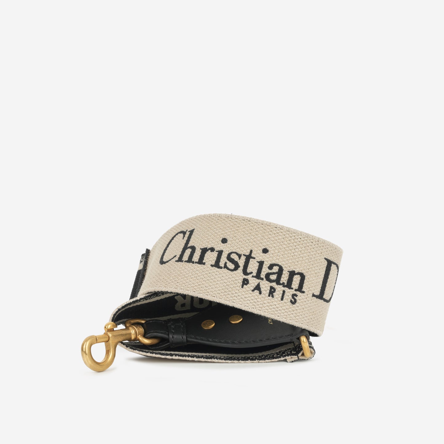 Shoulder Strap - Black Christian Dior Paris Embroidery | Antique Gold Hardware