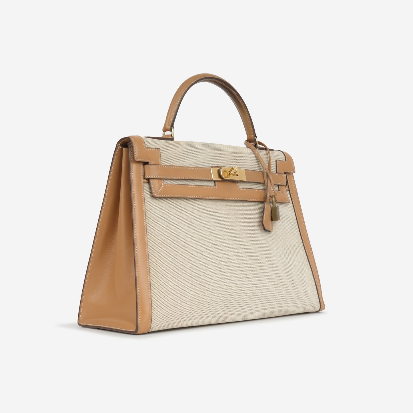 Vintage Kelly 32 - Natural Courchevel / Toile | Gold Hardware