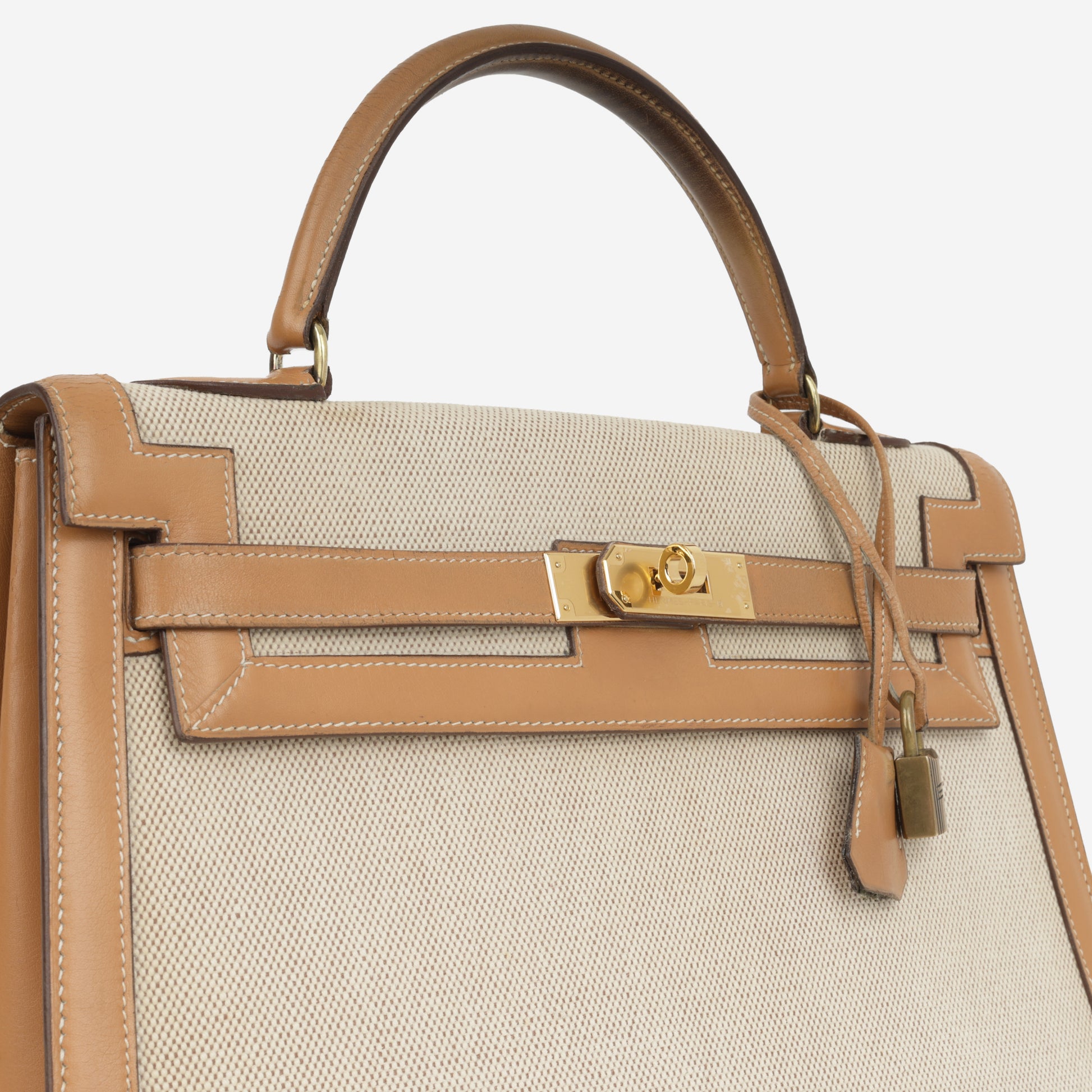 Vintage Hermès Kelly 32 Courchevel Toile Gold Hardware – Bagista