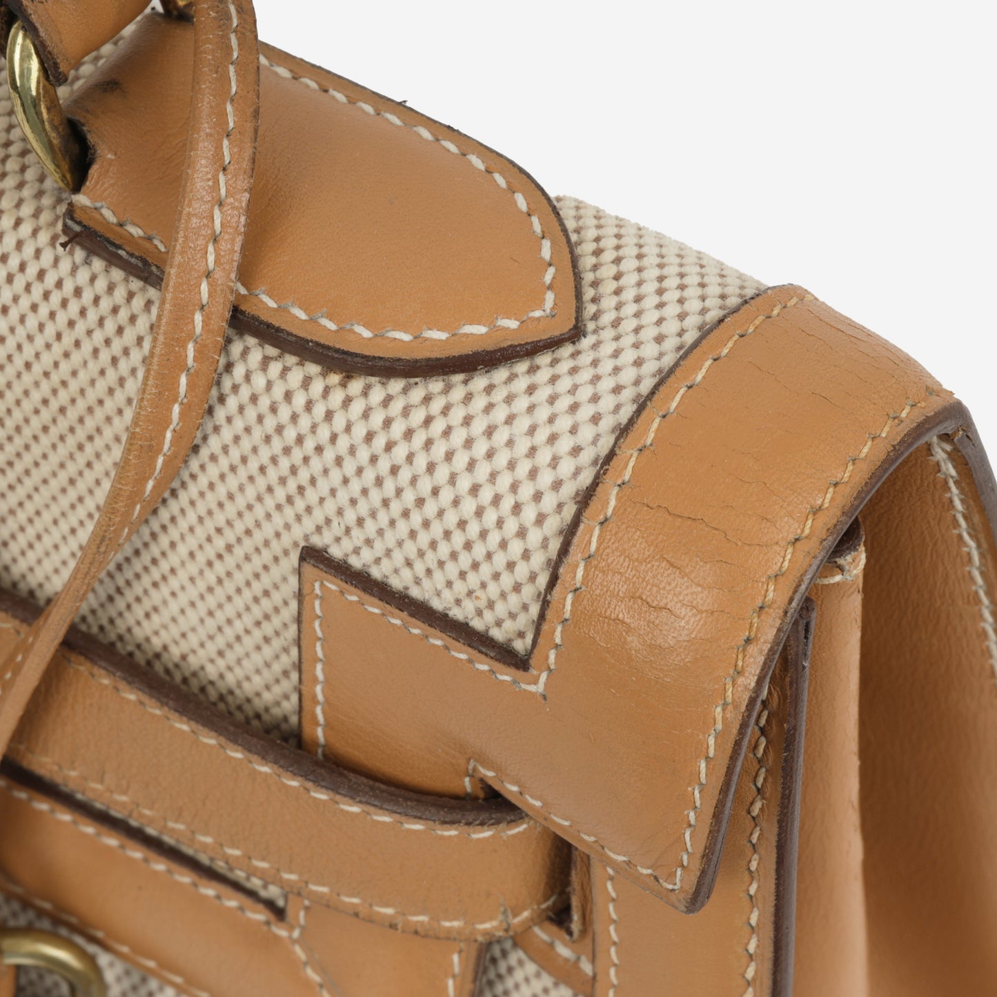 Vintage Kelly 32 - Natural Courchevel / Toile | Gold Hardware