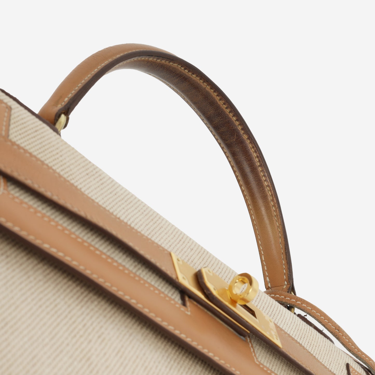 Vintage Kelly 32 - Natural Courchevel / Toile | Gold Hardware