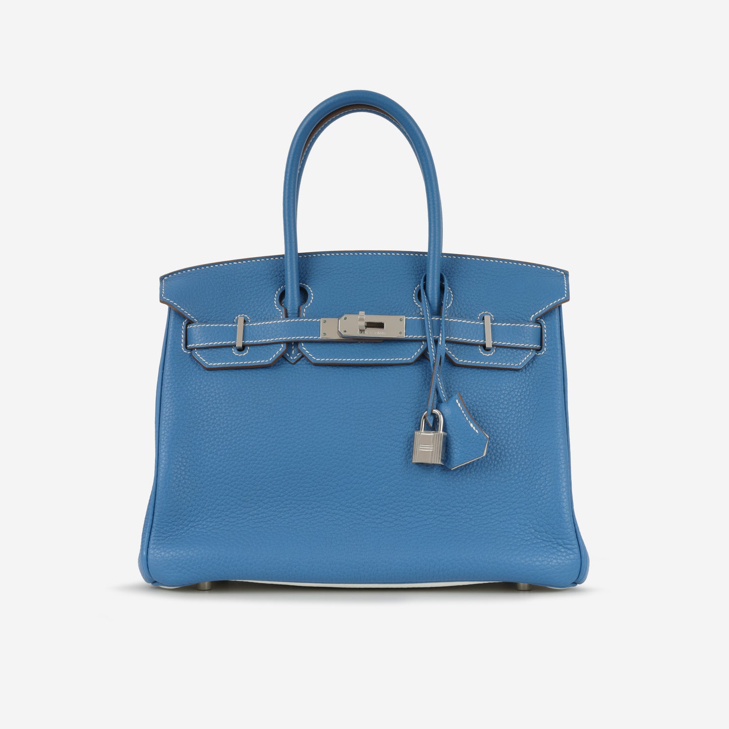 Birkin 30 Eclat - Bleu Mykonos / Blanc
