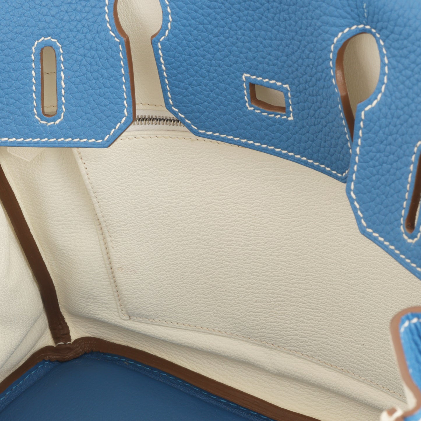 Birkin 30 Eclat - Bleu Mykonos / Blanc