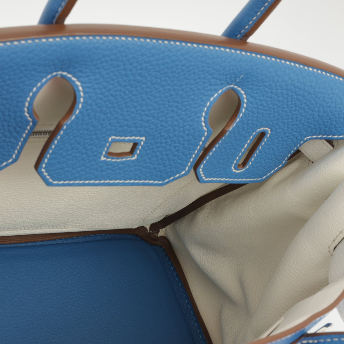 Birkin 30 Eclat - Bleu Mykonos / Blanc