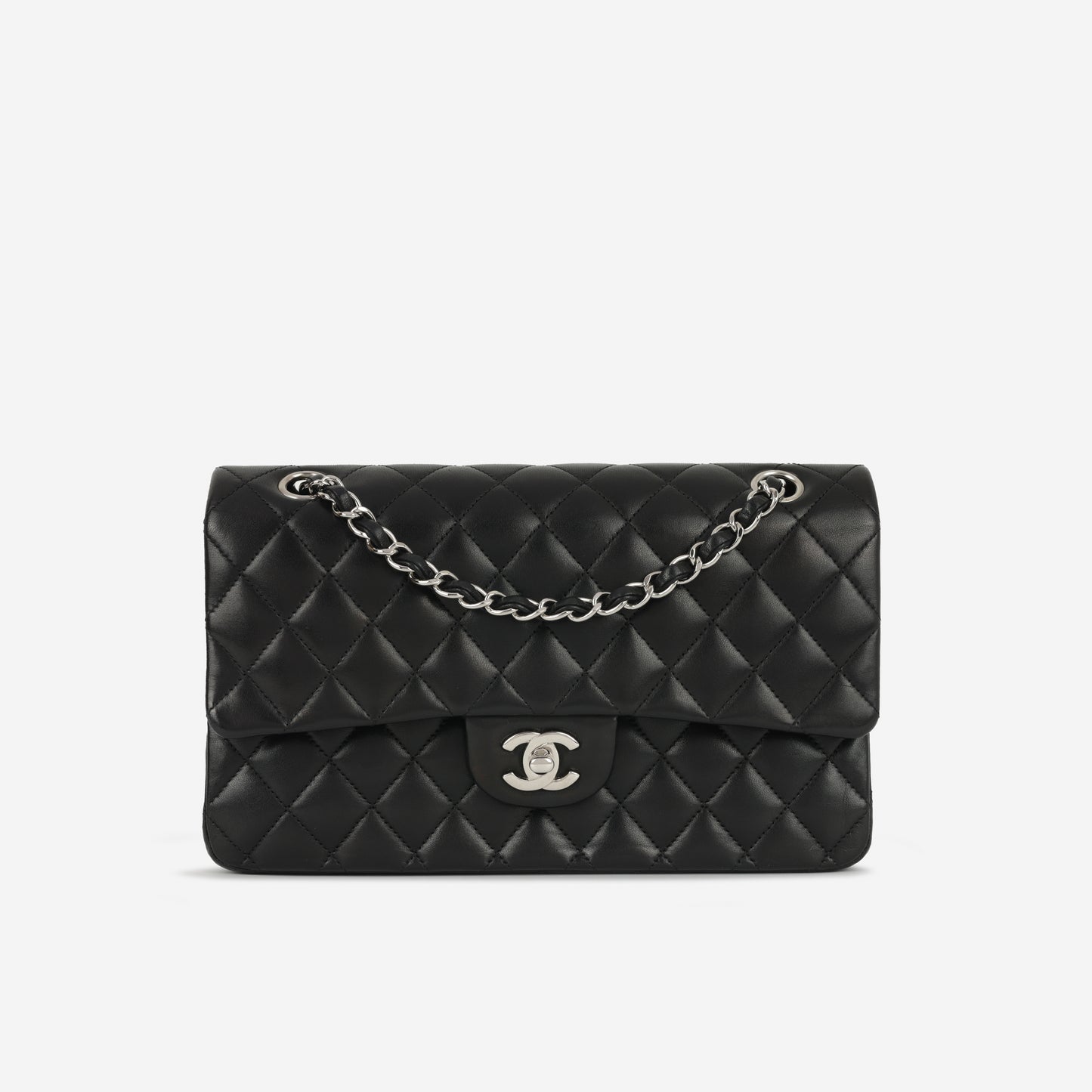 Chanel Medium Classic Flap - Black Lambskin | Silver Hardware
