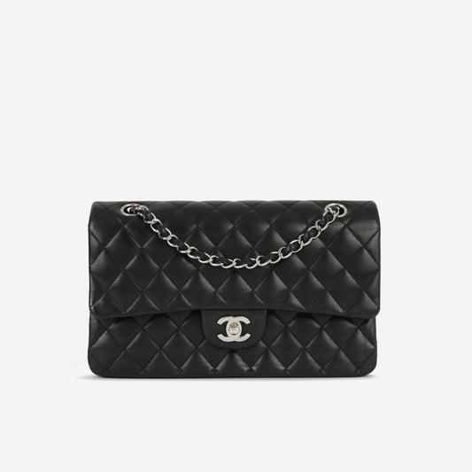 Chanel Medium Classic Flap - Black Lambskin | Silver Hardware