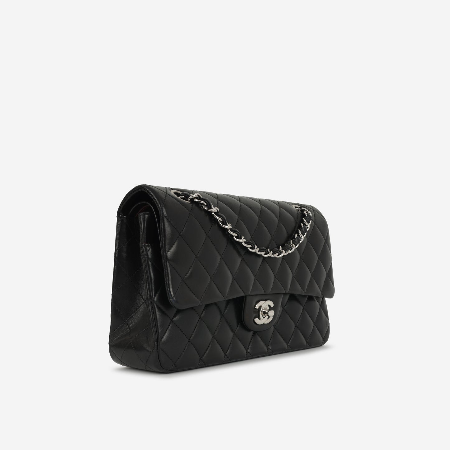 Chanel Medium Classic Flap - Black Lambskin | Silver Hardware