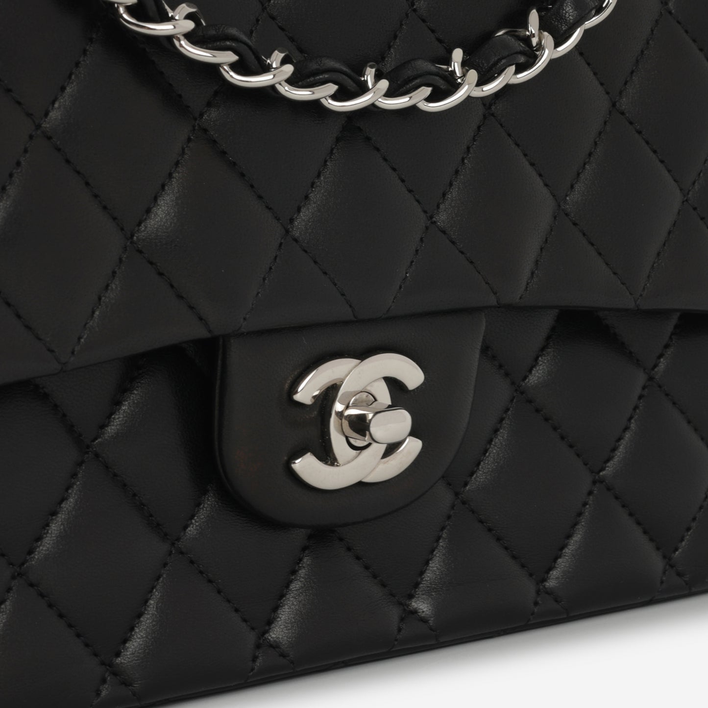 Chanel Medium Classic Flap - Black Lambskin | Silver Hardware