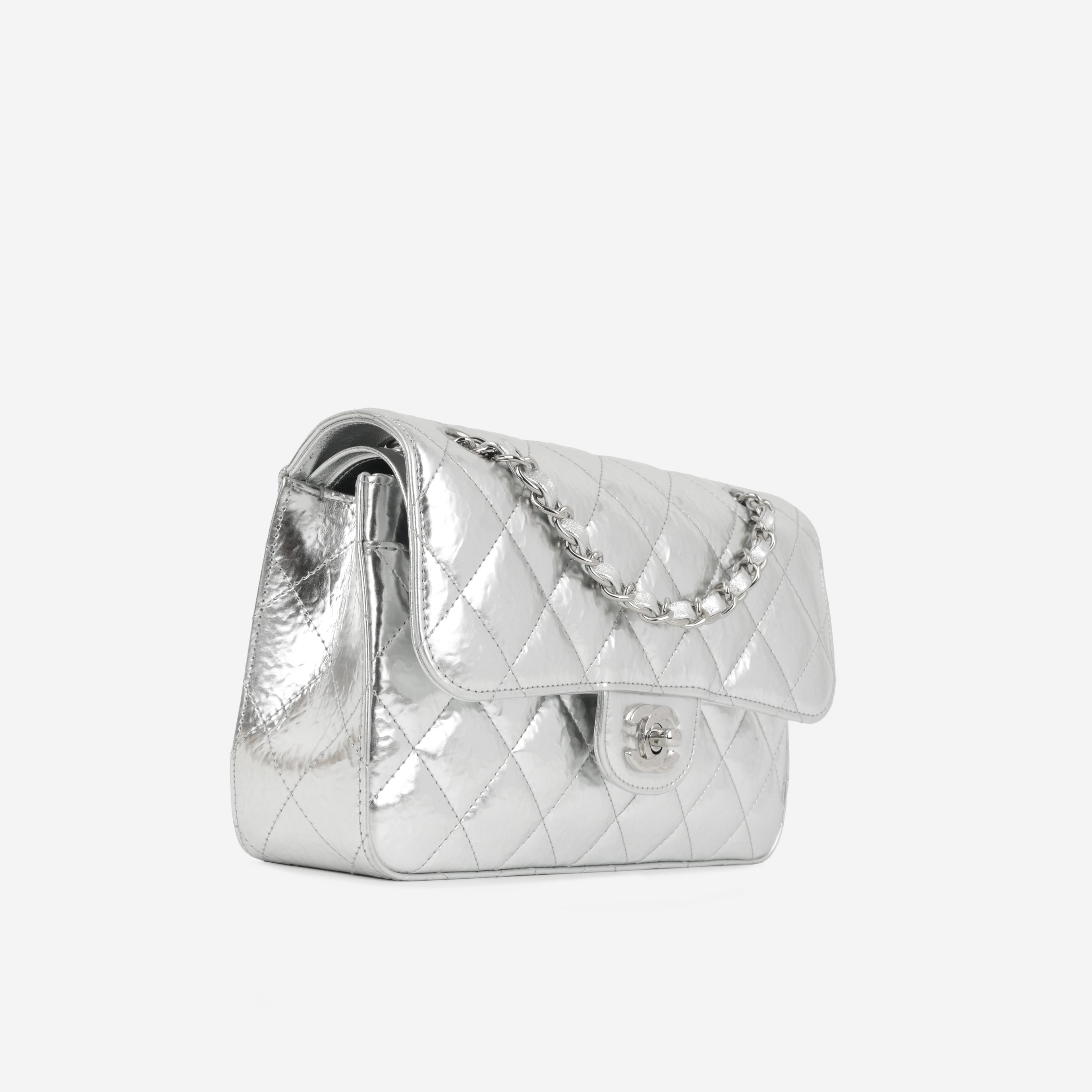 Chanel - Small Seasonal Flap - Silver Hammered Metallic Calfskin