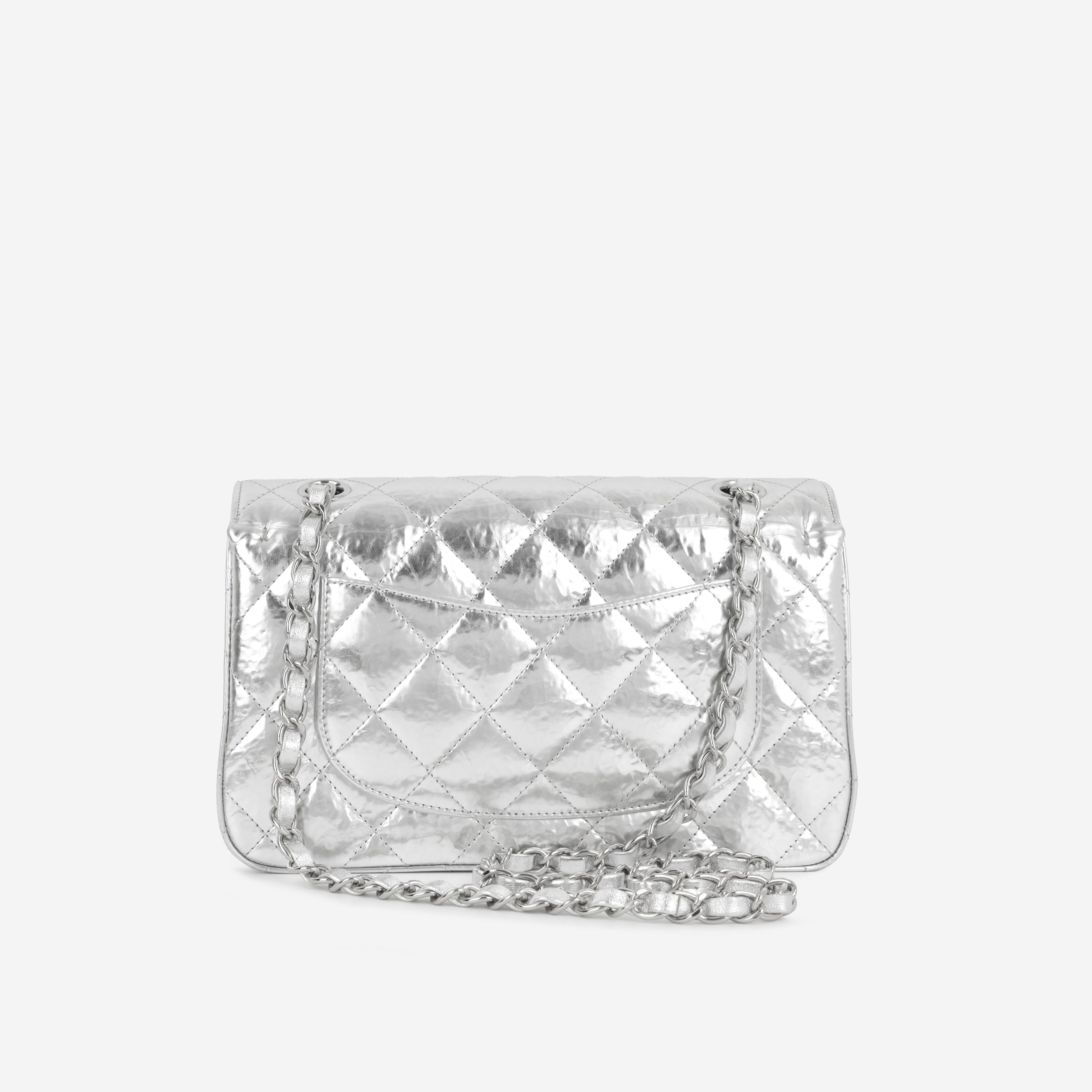 Chanel - Small Seasonal Flap - Silver Hammered Metallic Calfskin