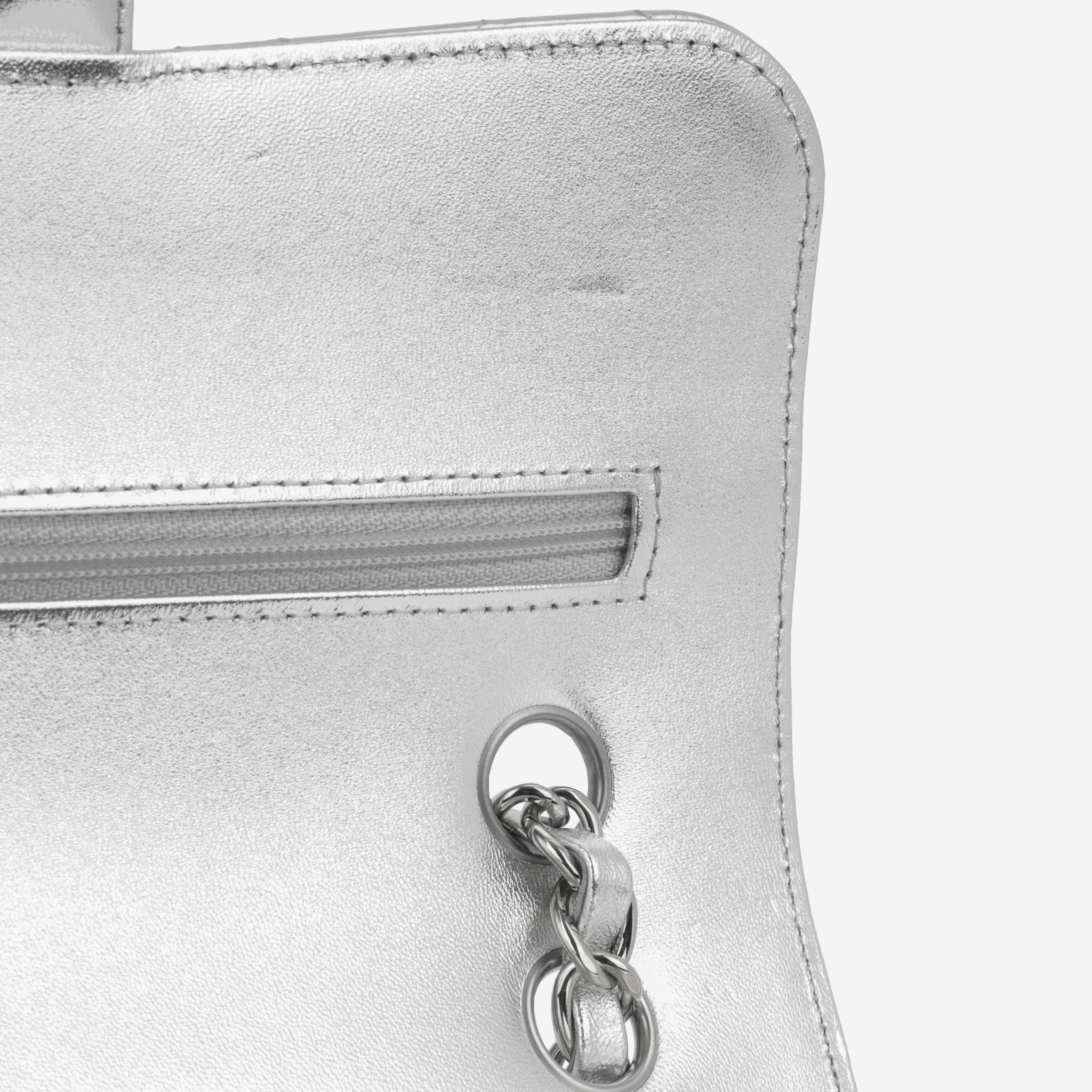 Chanel - Small Seasonal Flap - Silver Hammered Metallic Calfskin