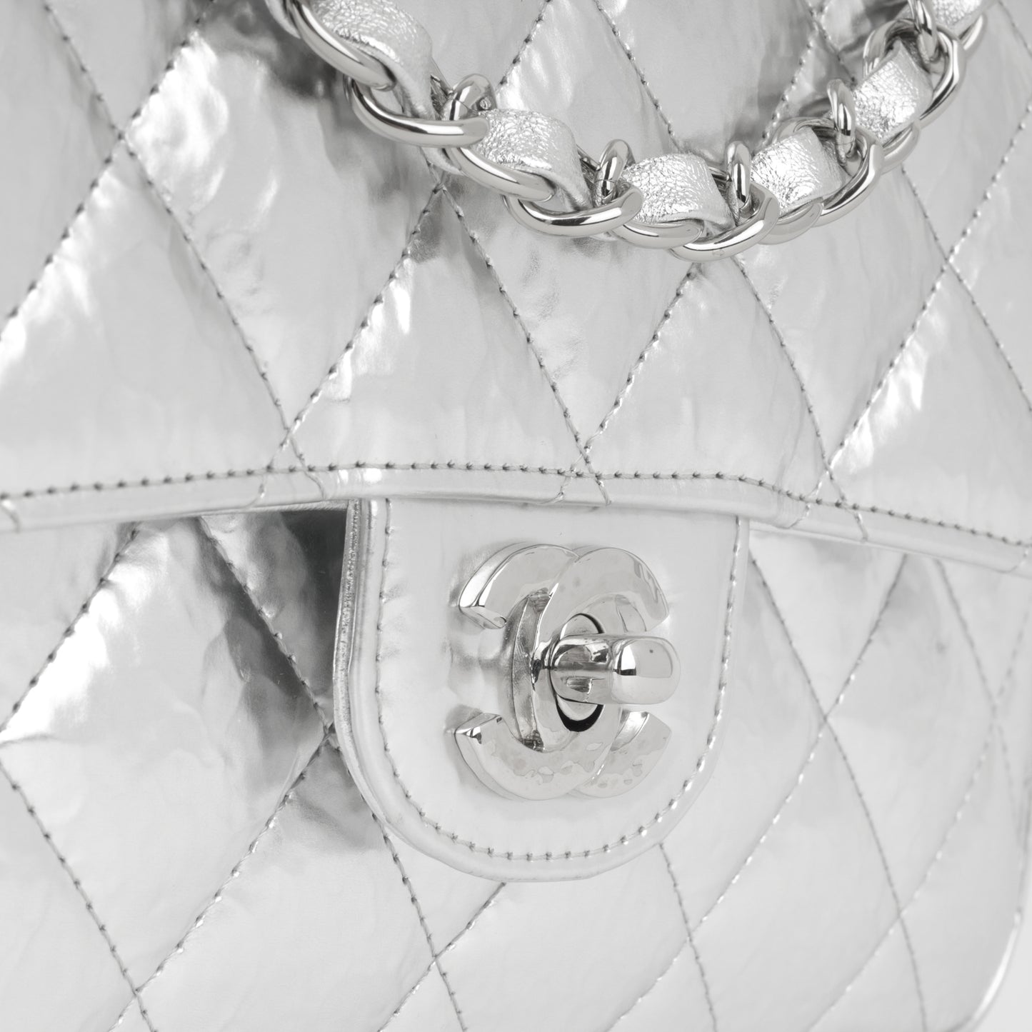 Chanel Classic Flap - Silver Hammered Metallic Calfskin