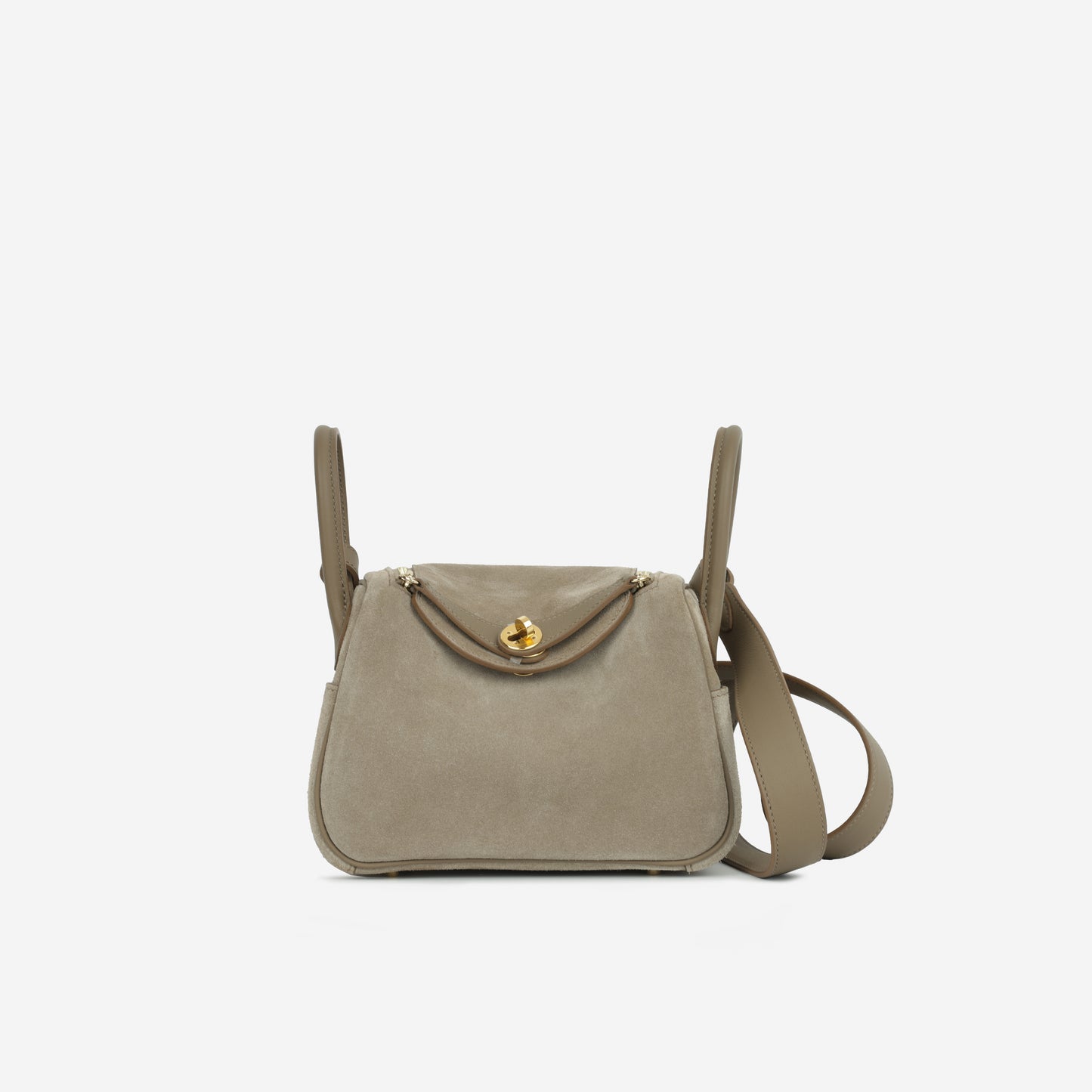 Hermès Mini Lindy - Gris Caillou / Etoupe Swift | Gold Hardware